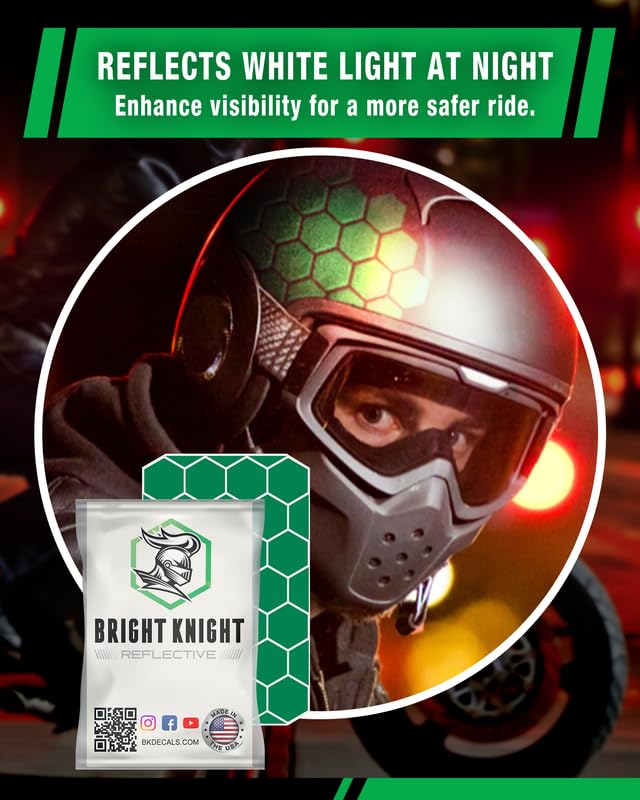 Bright Knight 3M Reflective Hexagon Stickers for Hard Hats & Motorcycle Helmets - 1