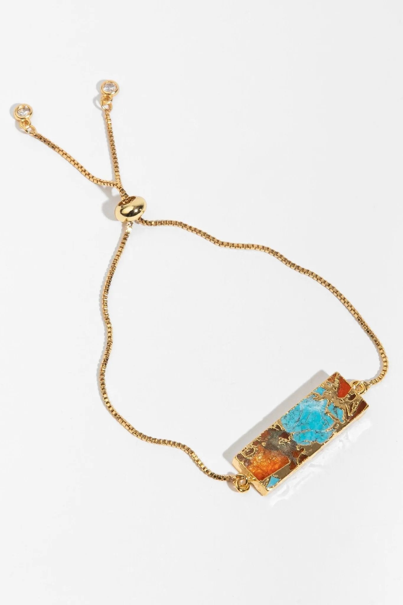 Mojave Rectangle Stone Bracelet for Women - Natural Gemstone Beaded Cuff Bracelet - Boho Chic Jewelry for Everyday Wear & Special Occasions