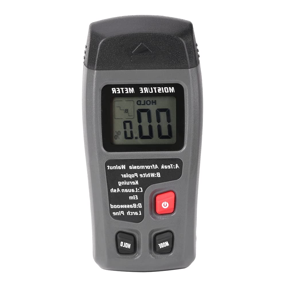 Professional Wood Moisture Meter - 4-in-1 LCD Digital Moisture Detector for Wood, Drywall, Concrete & Building Materials | Indoor/Outdoor Use for Carpenters, Flooring Installers & Home Inspectors