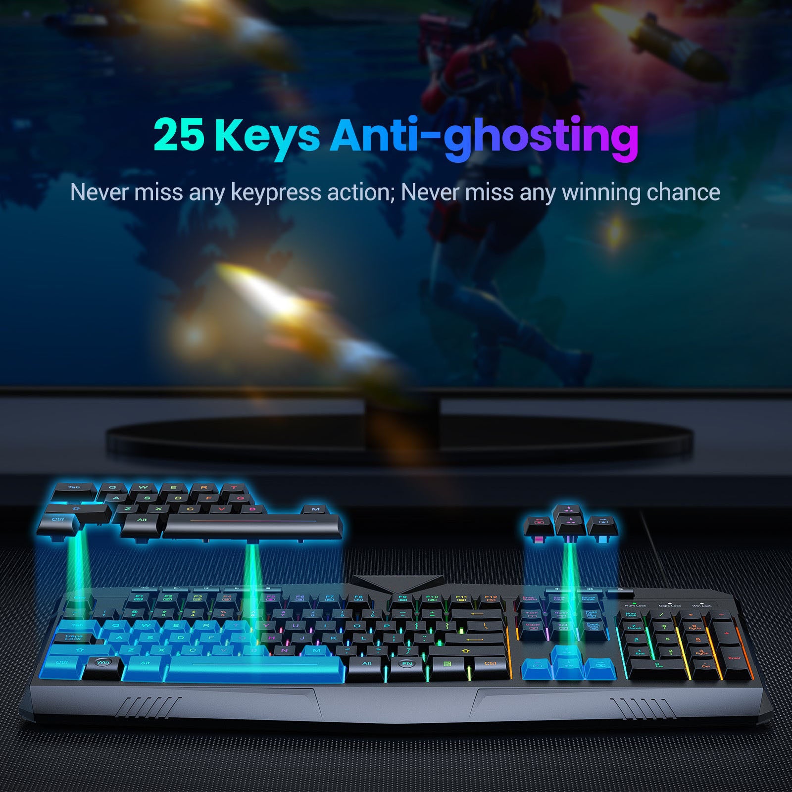 RGB Gaming Keyboard, Mouse & Mousepad Combo Set - 3-in-1 PC264 Wired Mechanical Keyboard with Backlit for PC, Laptop - Perfect for Gaming, Office & Streaming Setup