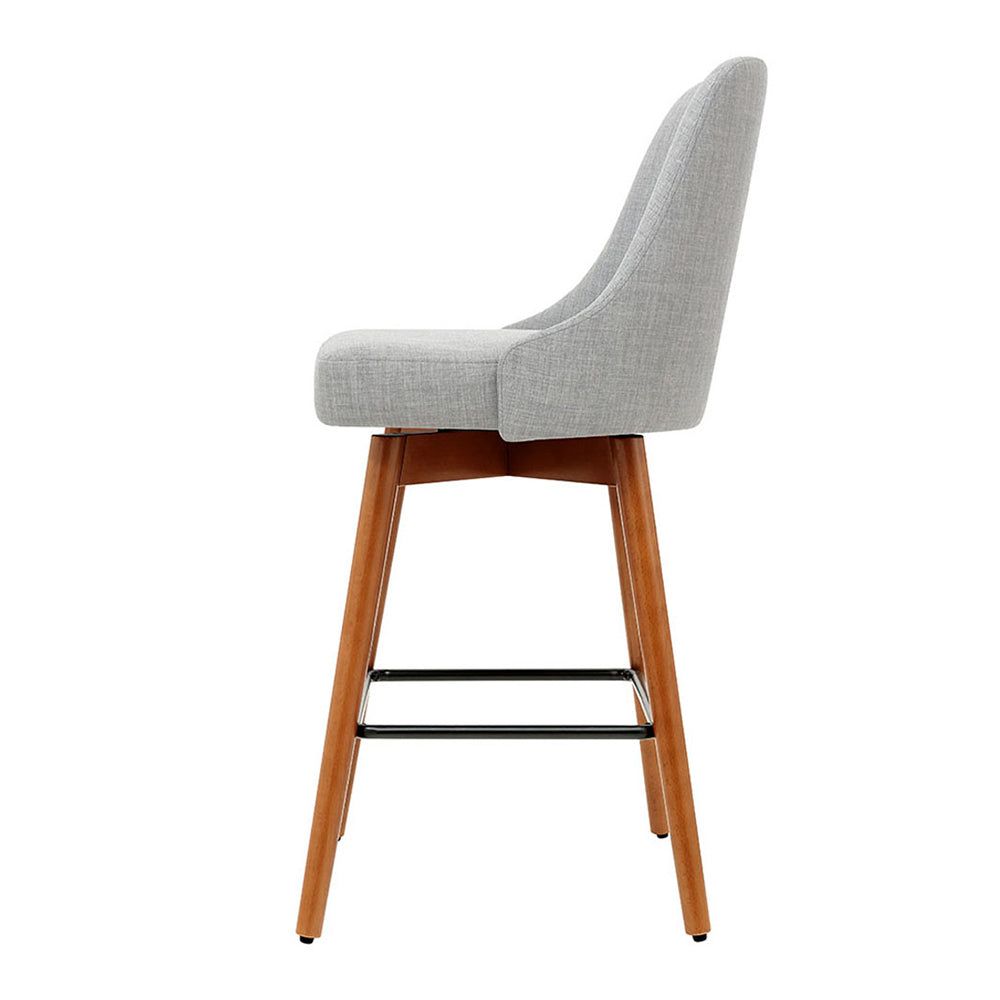 4 Swivel Bar Stools with Wooden Seat in Grey - Perfect for Kitchen Island, Breakfast Bar, and Home Decor