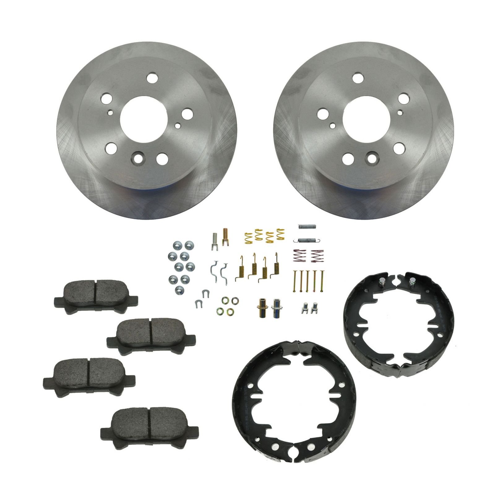 High-Performance Rear Ceramic Brake Pads & Rotors Kit with Emergency Brakes & Fluids - Compatible with Toyota Avalon & Camry (2012-2022) - Perfect for Daily Commuting, Highway Driving & Emergency Stops