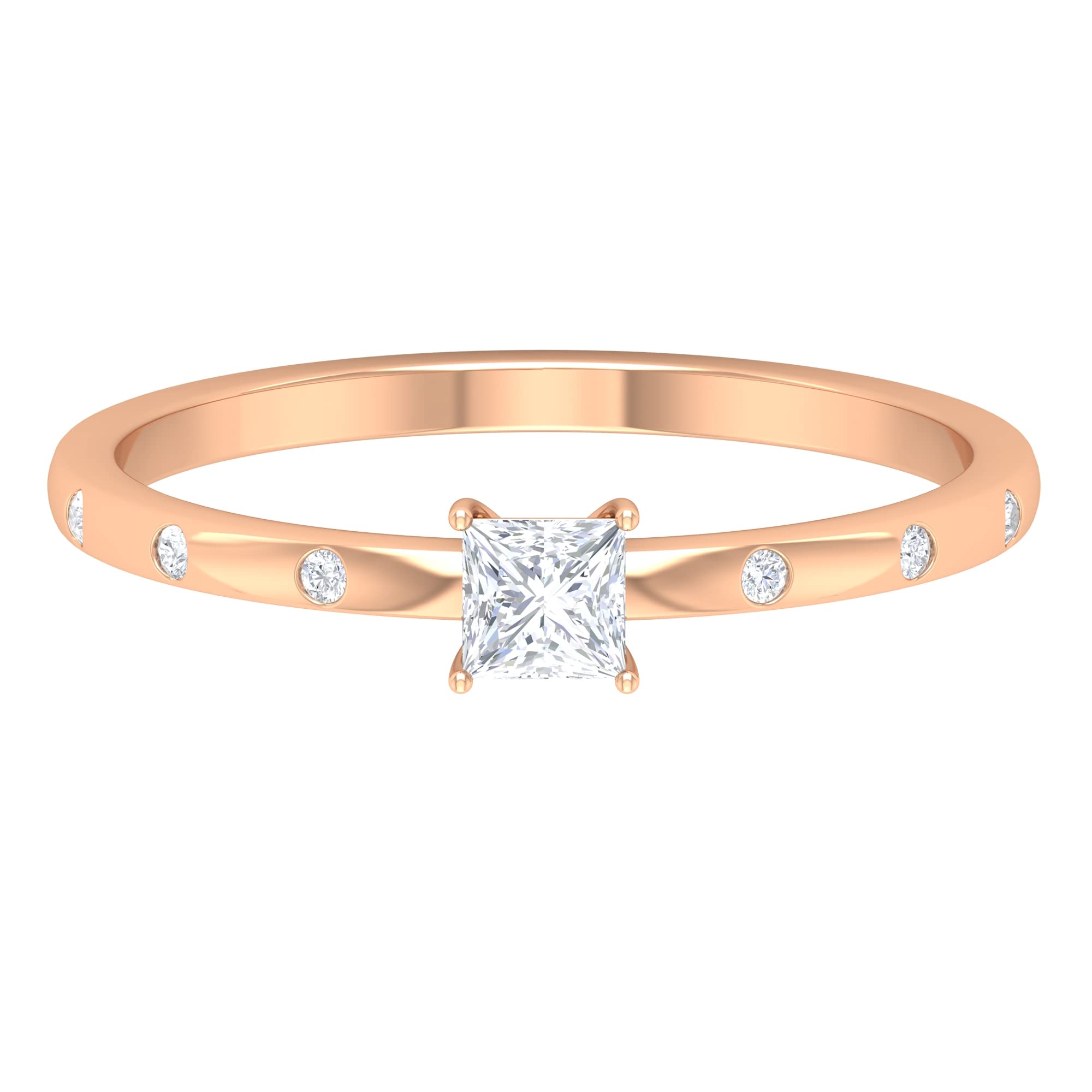 1/4 CT Natural Diamond Promise Ring for Women - April Birthstone Solitaire Ring in 14K Solid Gold - Perfect for Anniversaries, Engagements & Special Occasions