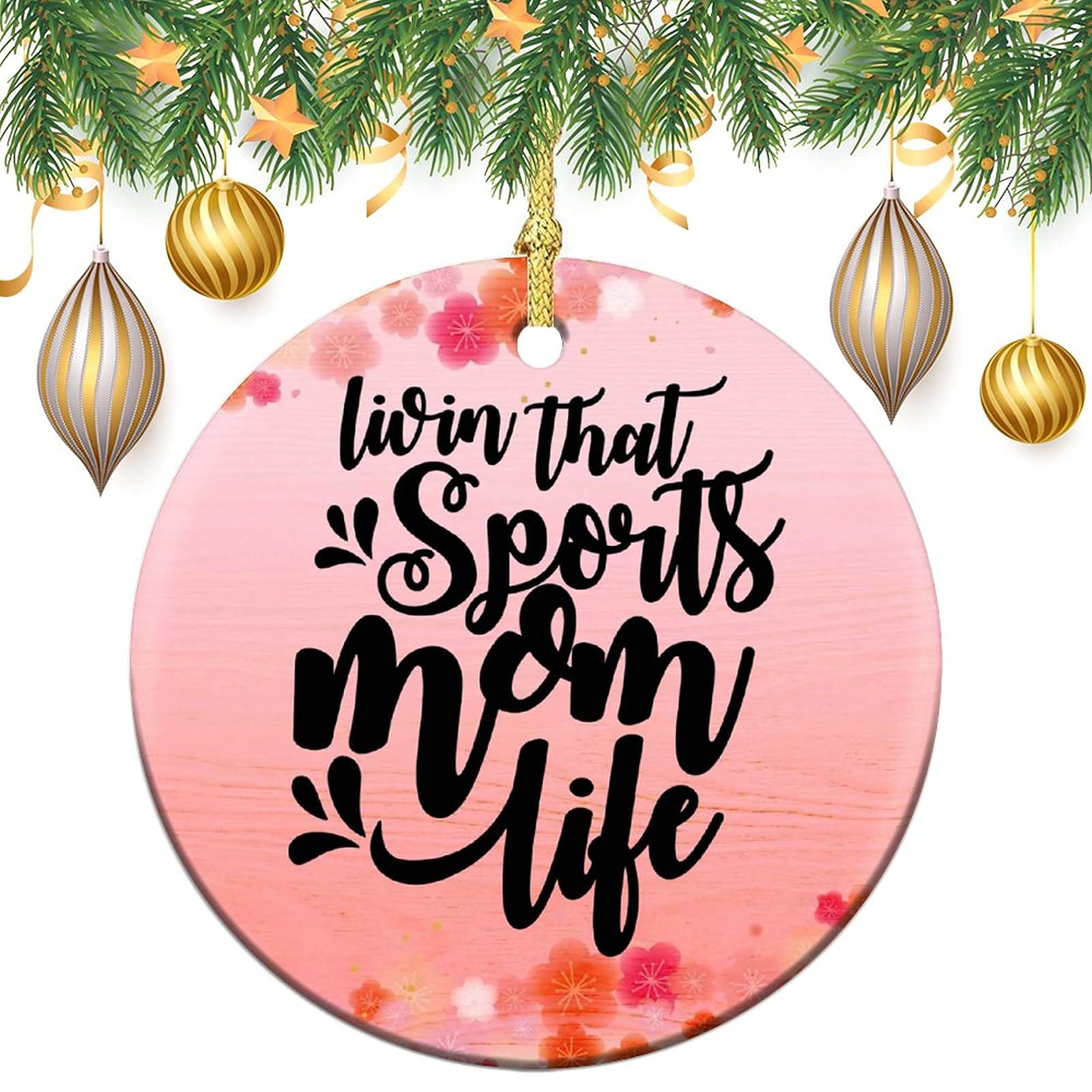 2021 EStarfor Porcelain Christmas Ornament - Baseball & Softball Mom Keepsake Hanging Decor for Sports Lovers | Perfect Gift for Sports Moms, Tree Decoration & Holiday Home Décor