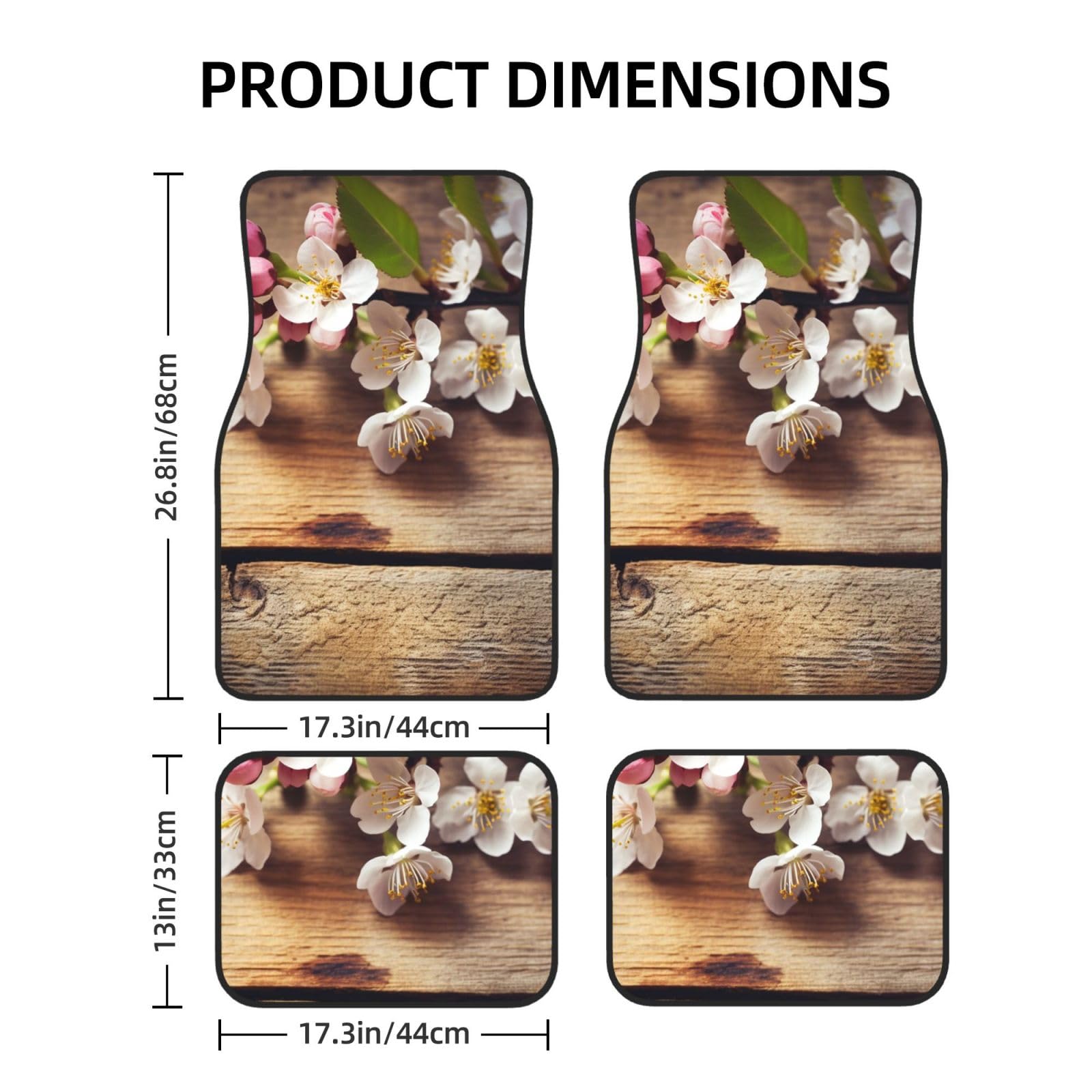 4-Piece Spring Blossom Carpet Floor Mats Set - Waterproof Universal Auto Mats with Heel Pad for Cars, Trucks, Vans & SUVs | Perfect for Home, Office & Vehicle Protection