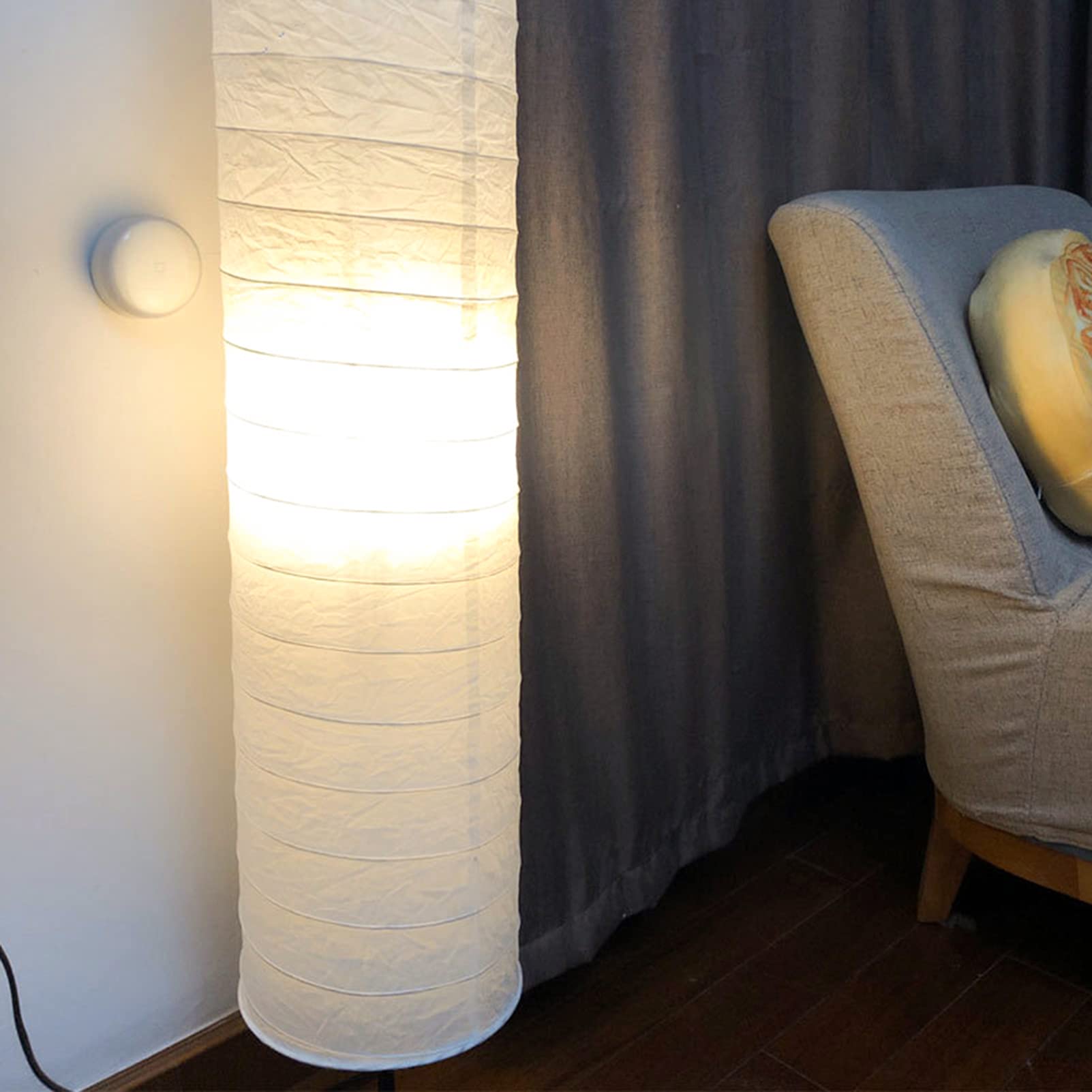 Beaupretty Japanese Style Rice Paper Floor Lamp - White Light Accent for Living Room & Bedroom | Modern Corner Standing Lamp with Diploma Shade | Perfect for Reading Nook, Lounge Area & Cozy Home Decor