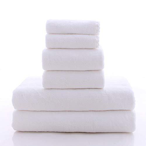MOONQUEEN Ultra Soft Microfiber Coral Velvet Towel Set - 6 Piece Quick Dry Highly Absorbent Bath & Hand Towels with Washcloths - Perfect for Gym, Yoga, Travel, Spa & Home Use (White)