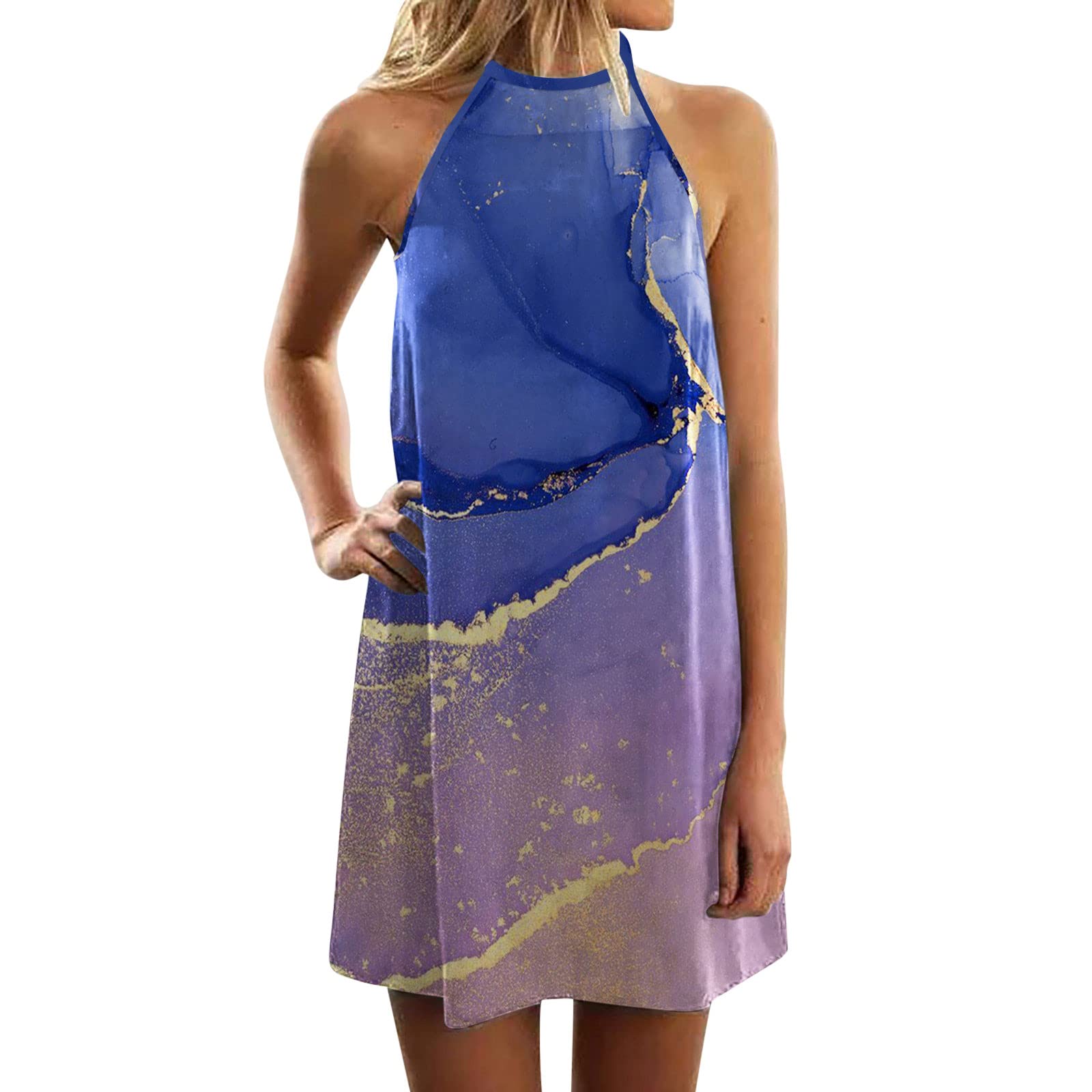 2023 Women's Vintage Bohemian Summer Dress - Petite Sleeveless Mini Shift Dress for Casual Daily Wear | Perfect for Beach Vacations, Brunch Dates & Summer Outings