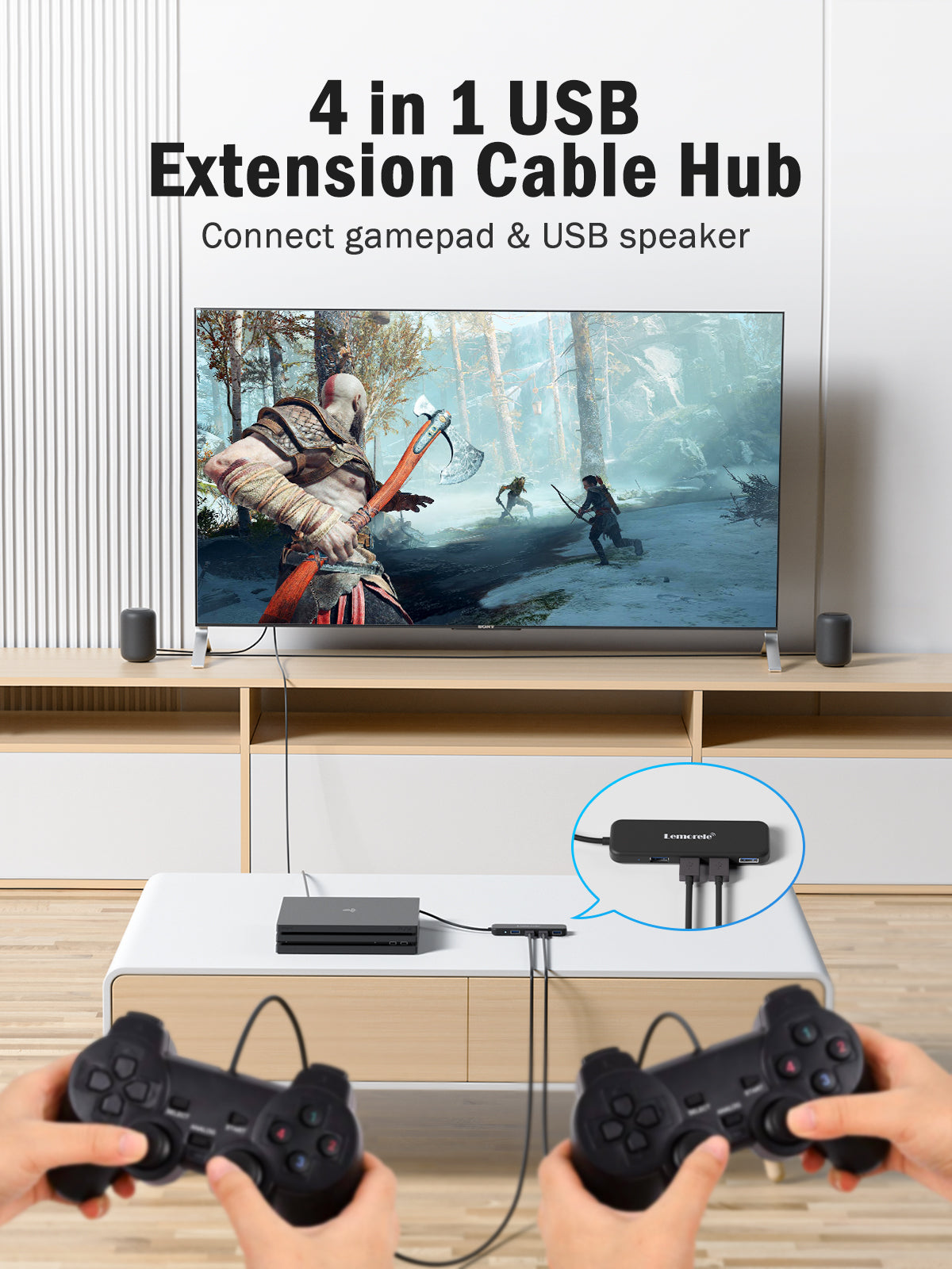 LEMORELE™ TC41 USB C Hub 4-in-1 with HDMI, USB 3.0, SD Card Reader - Perfect for MacBook, iPad Pro & Windows Laptops - Home Office & Travel Essential