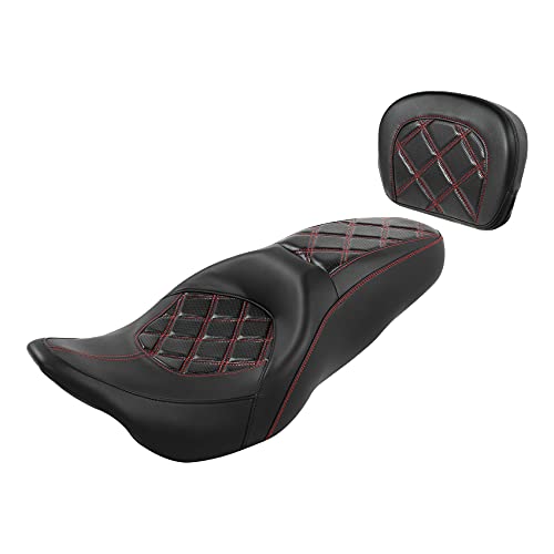 Seat + Passenger Backrest Pad Black Red