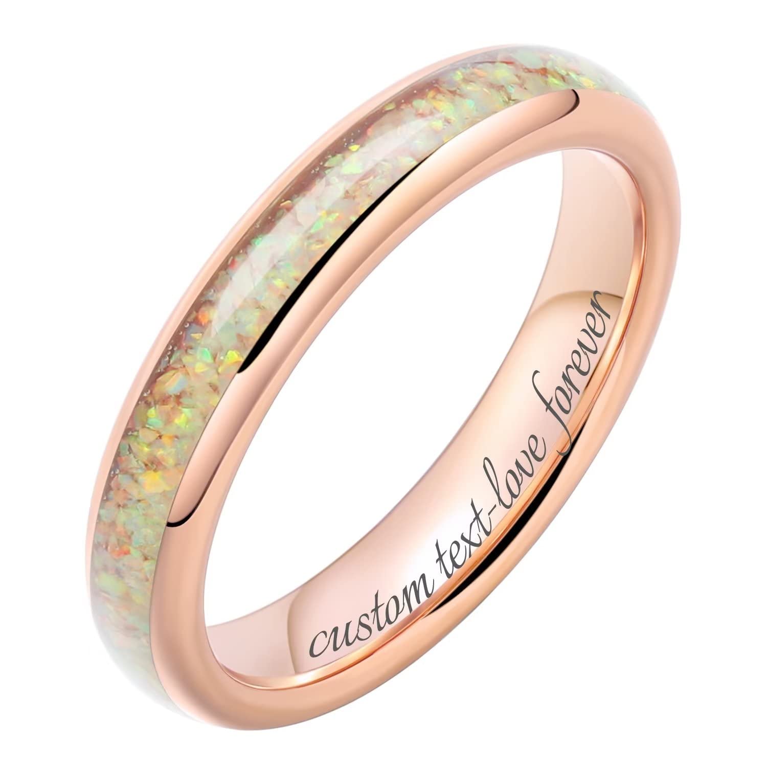 THREE KEYS 4mm Purple Shell Inlaid Tungsten Wedding Ring for Women - Durable Engagement Band for Bridal, Anniversary & Everyday Wear