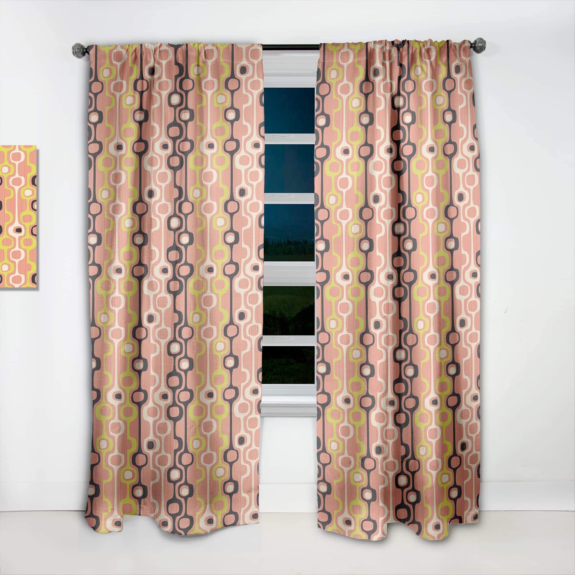 Retro Abstract Design XIII Thermal Insulated Curtains - Single Panel 52x90 Inches - Blackout Drapes for Bedroom & Living Room - Perfect for Home Decor & Light Control