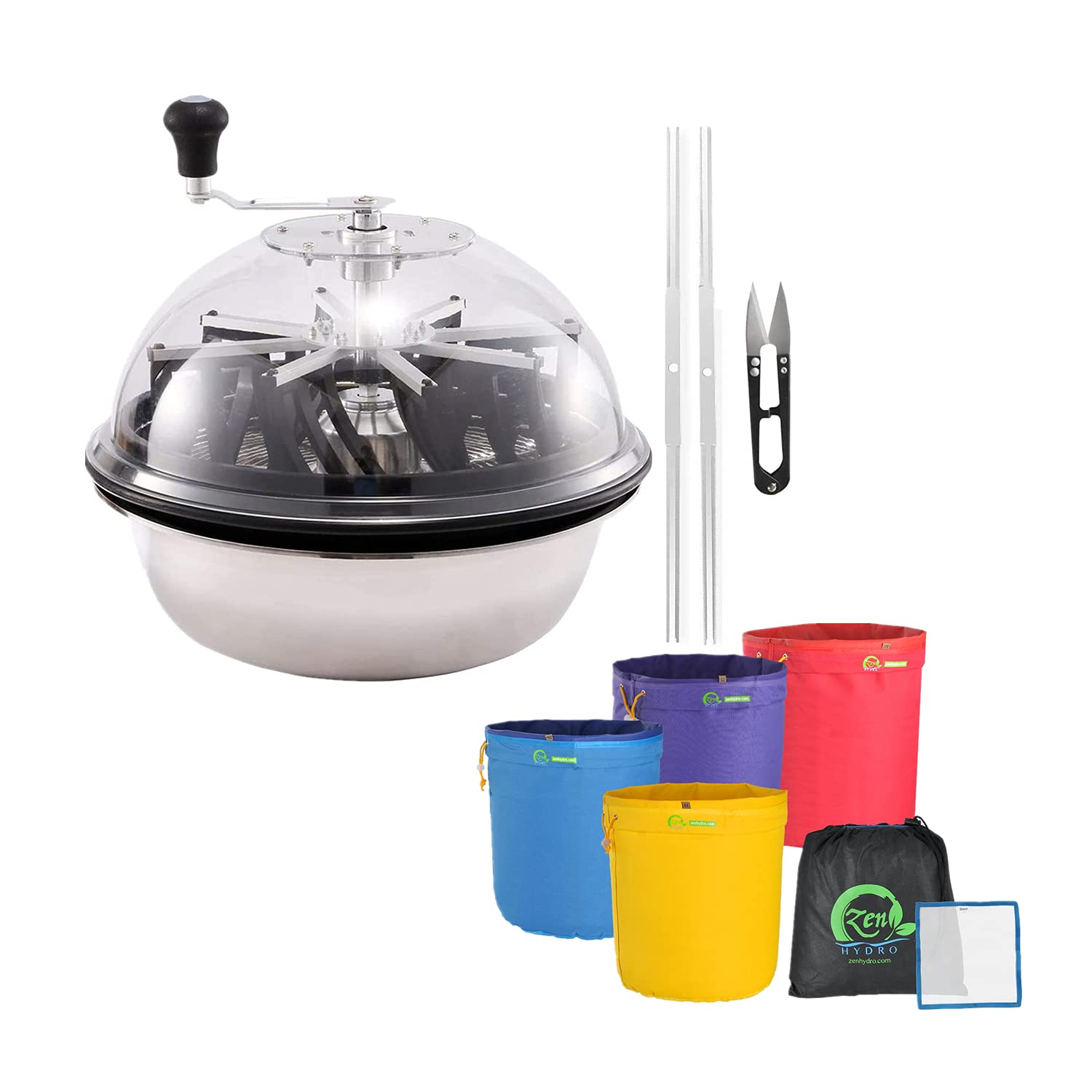 iPower 16-Inch Electric Bud Trimmer with Upgraded Gears - Leaf Bowl Trimming Machine for Herbs, Includes 1-Gallon 4-Pack Bubble Bags, Pressing Screen & Hand Pruner - Perfect for Home Growers & Cannabis Enthusiasts