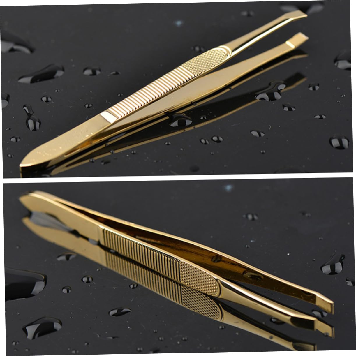 Premium Gold-Plated Stainless Steel Eyebrow Tweezers with Comb - Professional Lash Extension & Double Eyelid Adhesive Tool - Perfect for Salon, Home Grooming & Travel Makeup Kit