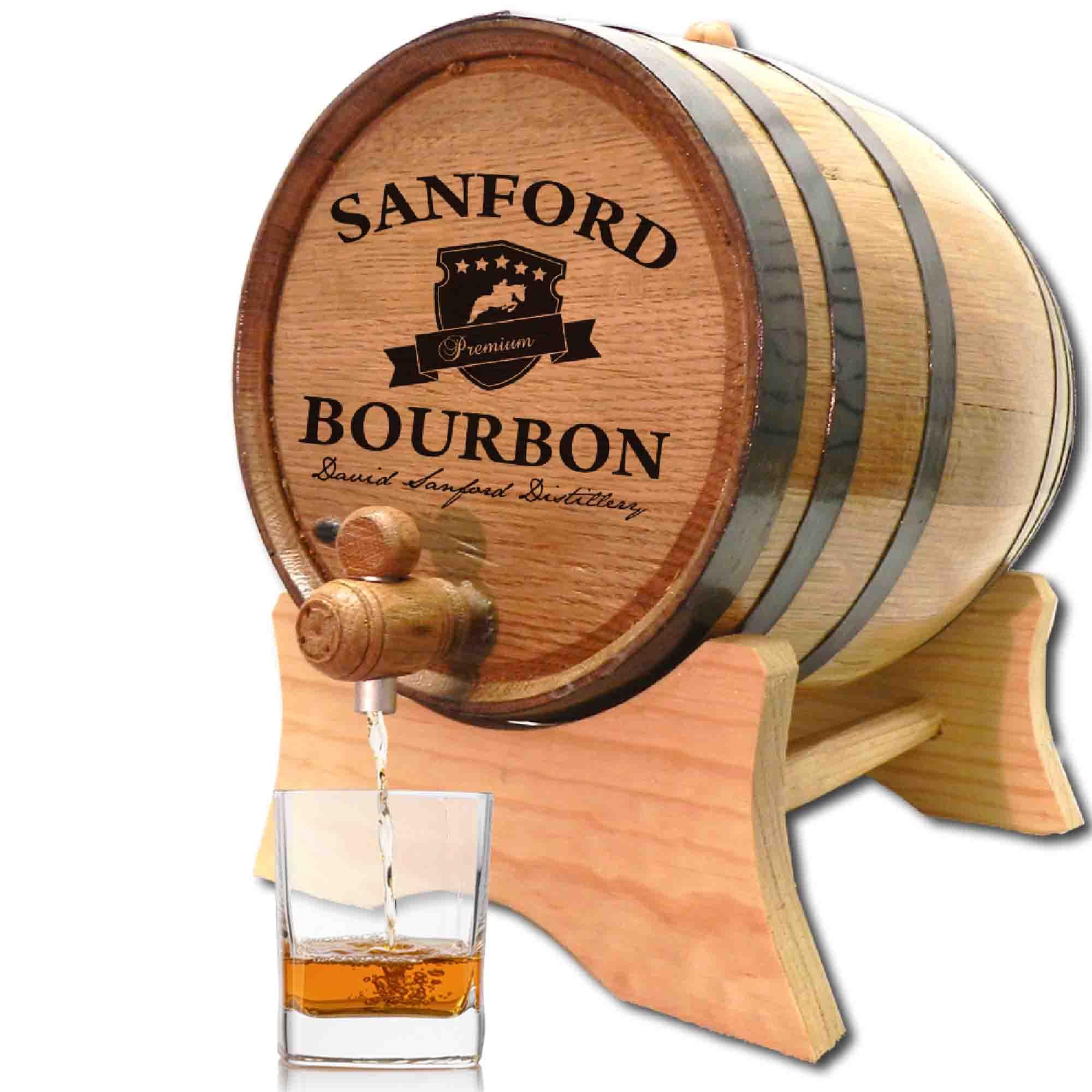 Premium 5 Gallon American Oak Aging Barrel with Stand - Whiskey, Wine & Cocktail Barrel for Home Brewers - Includes Bung & Spigot - Perfect for Bourbon, Scotch & Craft Cocktail Maturation (B400) - Ideal for Home Bars, Distilleries & Gift Giving