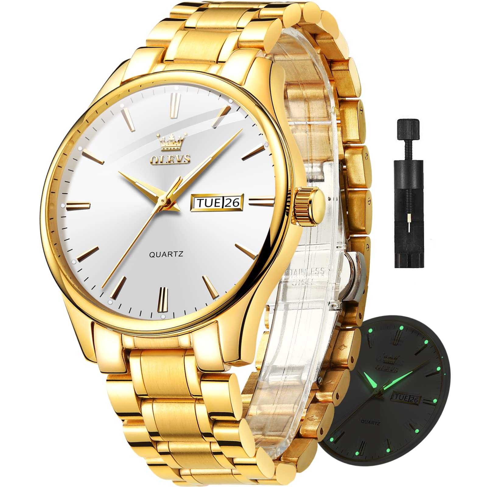 OLEVS Men's Watch - Waterproof Stainless Steel Roman Dial for Business & Casual Wear