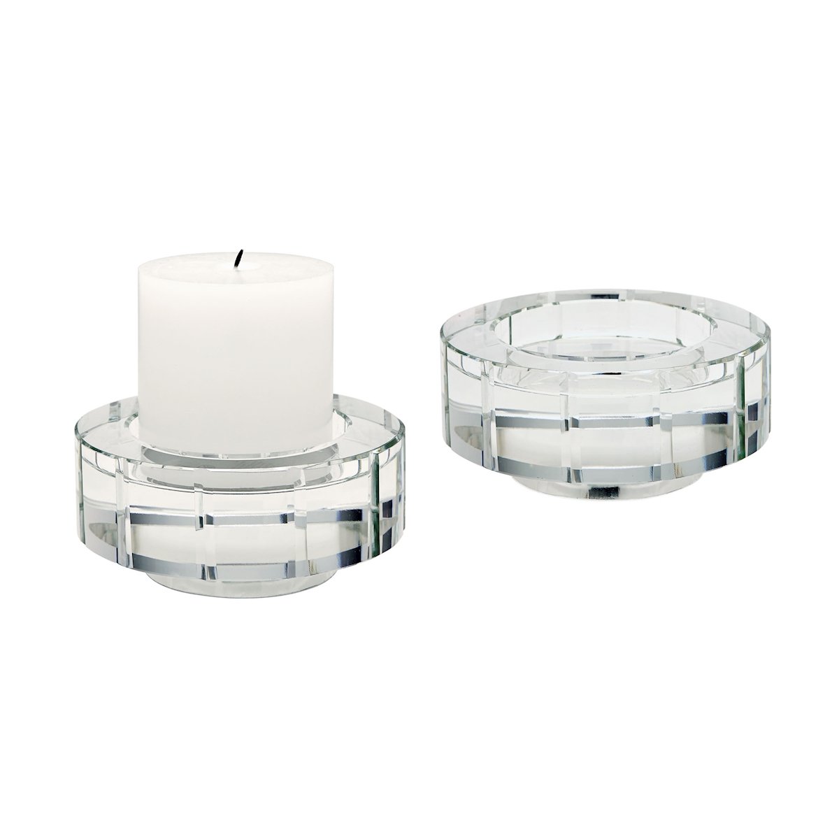Elk Lighting 980015/S2 Clear Glass Candle Holder - Elegant Home Decor for Dining Table, Wedding Centerpiece, and Romantic Ambiance