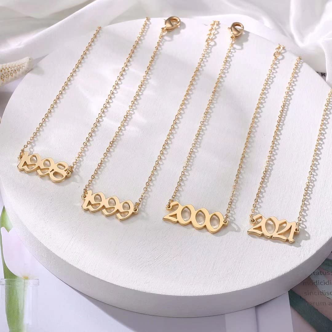 14K Gold Plated Birth Year Anklet for Women - Beach Jewelry & Anniversary Gift