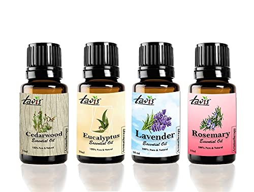 Premium Essential Oils Set - Cedarwood, Eucalyptus, Lavender & Rosemary Oil for Aromatherapy, Massage & Relaxation | Natural Therapeutic Grade for Diffusers, Skincare & Home Fragrance