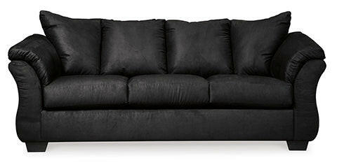 75008 Darcy Black Sofa Loveseat - Modern 2-Seater Couch for Living Room, Apartment, Office - Comfortable Upholstered Furniture for Small Spaces