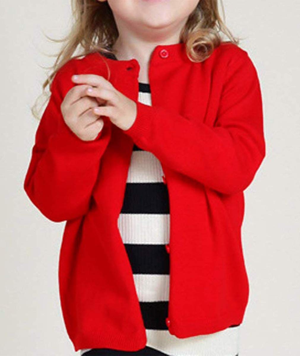 Baby Girls Cotton Cardigans - Soft Long Sleeve Crewneck Button Sweater for Toddlers & Kids | Perfect for School Uniforms, Playdates & Family Outings