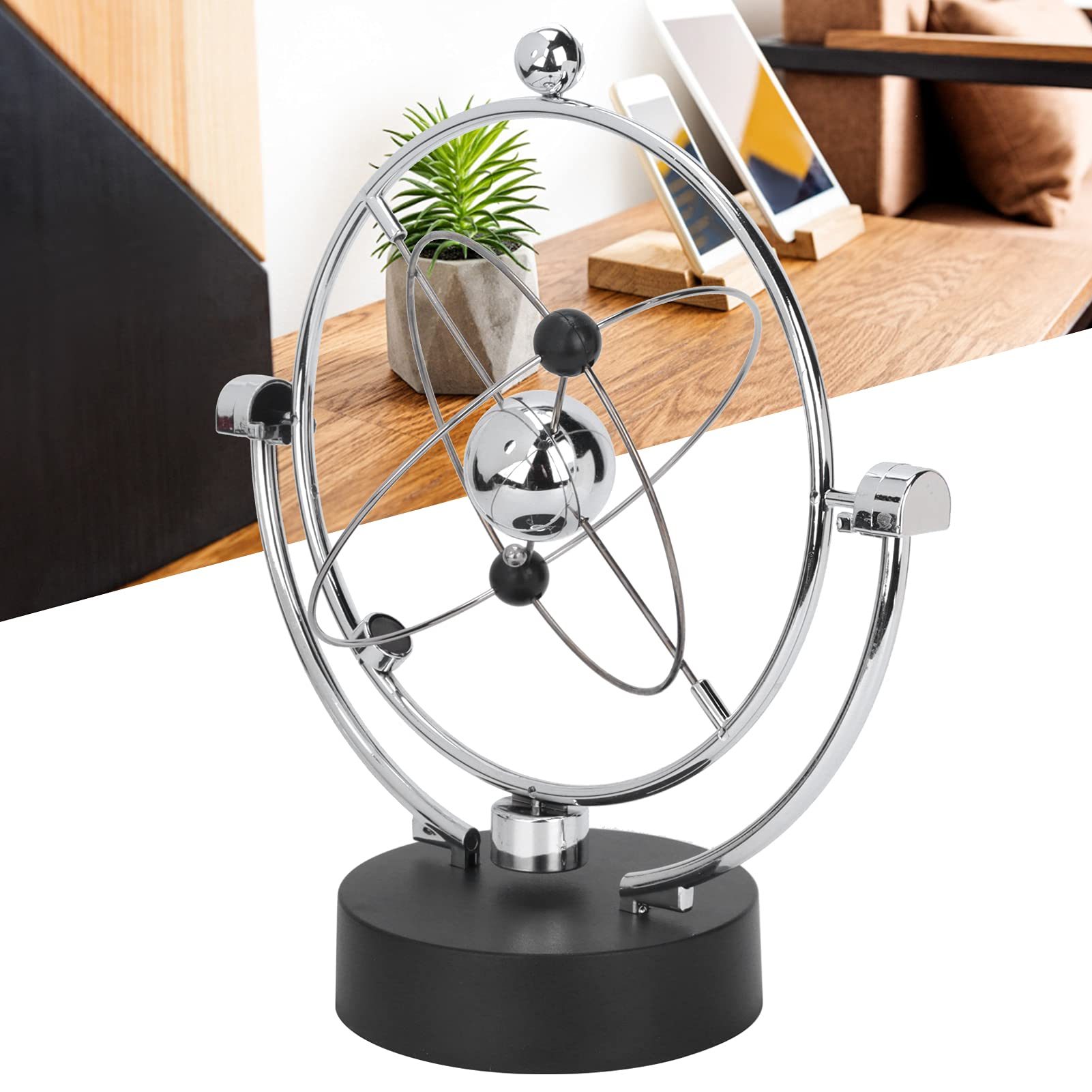 LZKW Art Asteroid Toy - Perpetual Motion Desk Decor with 4 AA Batteries for Office, Library, Classroom & Home - Stress Relief & Creative Workspace Decoration