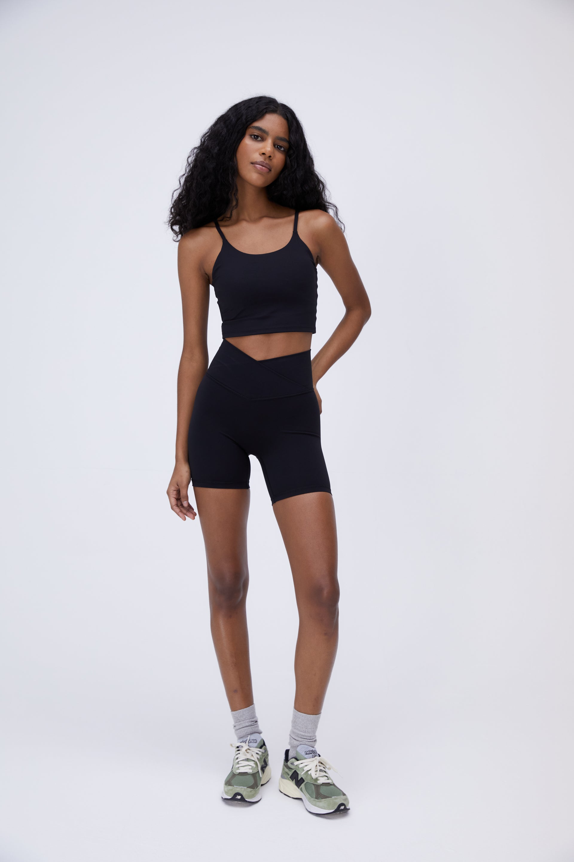 Ultimate Wrap Over Crop Shorts for Women - High Waisted Black Athletic Shorts for Yoga, Running & Gym Workouts