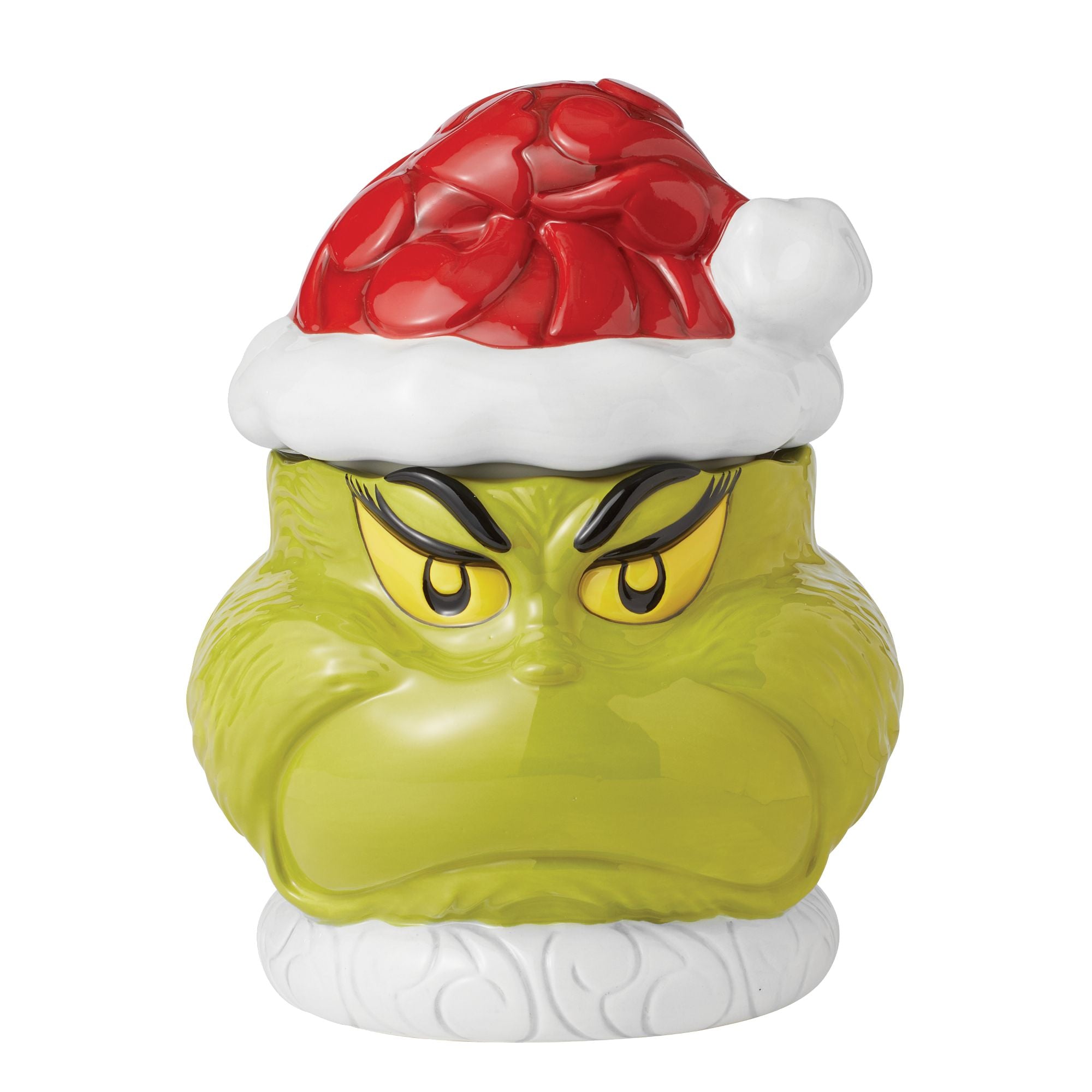 Grinch Cookie Jar Naughty/Nice - Christmas Themed Ceramic Cookie Storage Container - Perfect for Holiday Baking, Cookie Exchange Parties & Festive Kitchen Decor