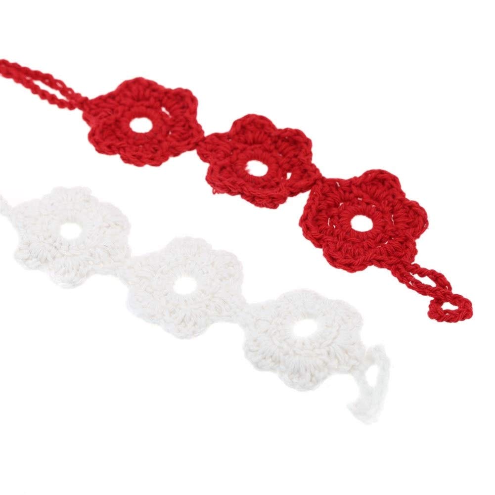 BONOCO Red Cotton Crochet Flower Anklet Foot Chain - Boho Beach Barefoot Sandal for Women | Perfect for Summer, Festivals, Vacations & Boho Fashion Accessories