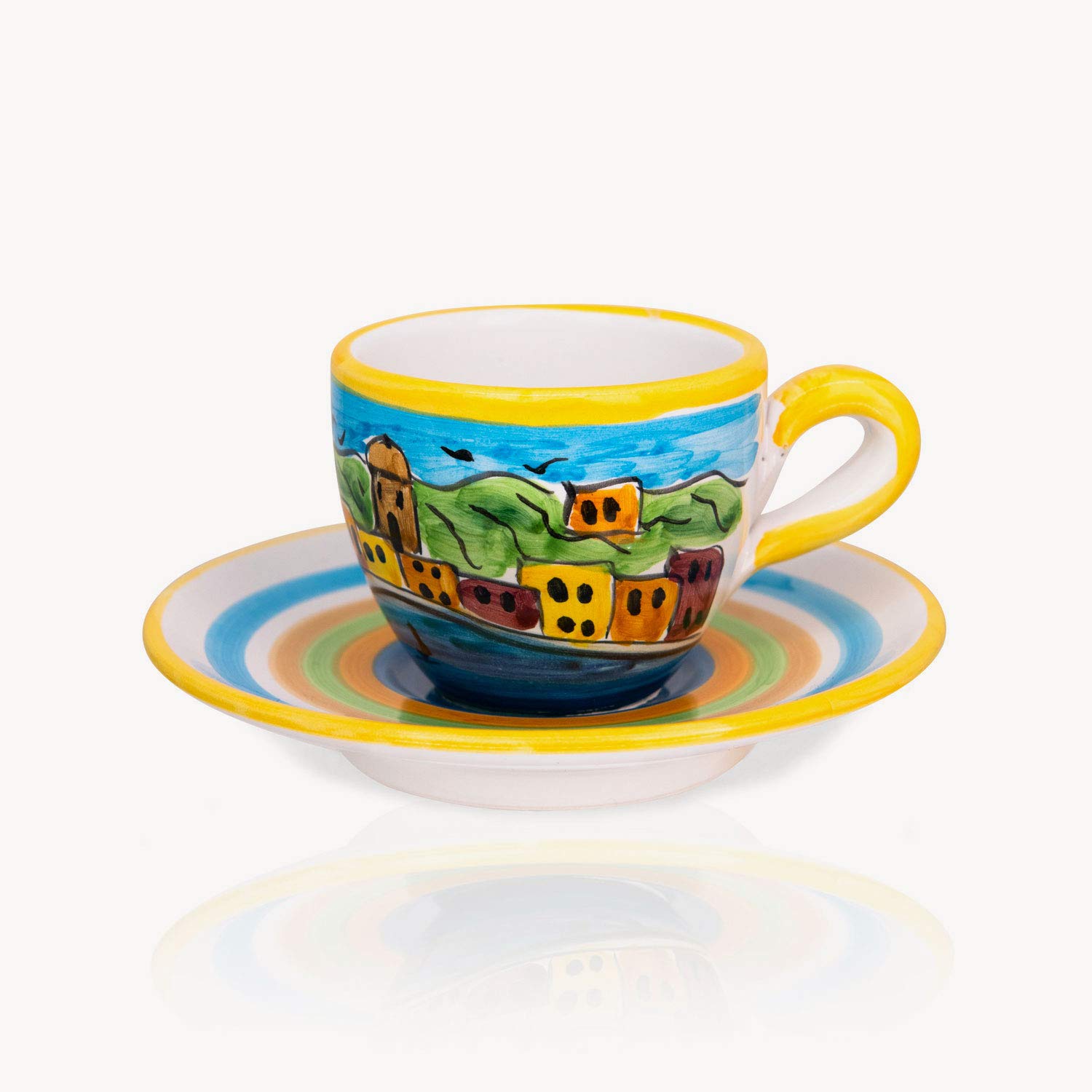 Portofino Hand-Painted Italian Ceramic Coffee Mug - Authentic Italian Souvenir Gift for Coffee Lovers, Perfect for Home, Office & Gifts