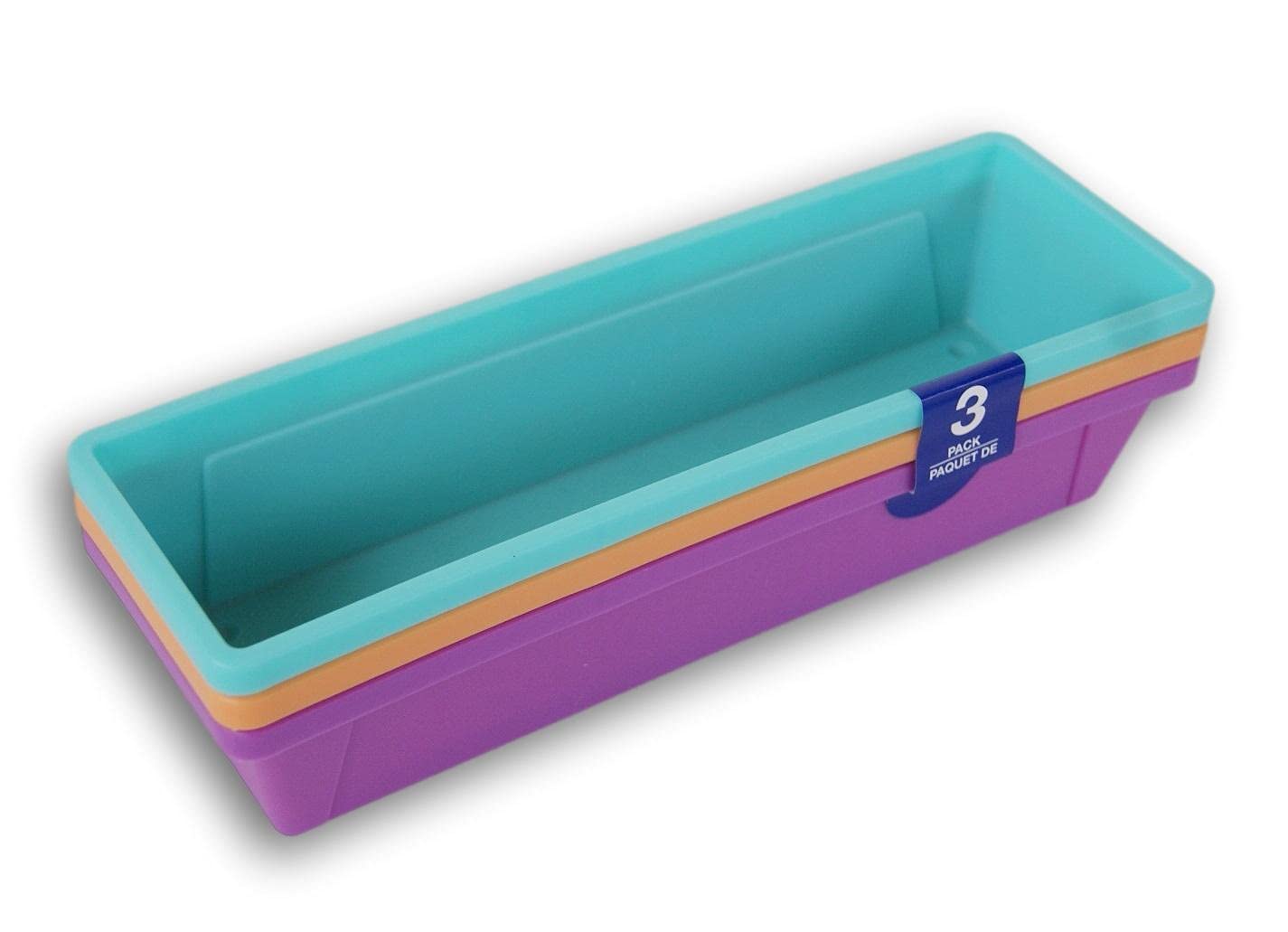 Colorful Plastic Pencil Trays & Storage Baskets - Set of 3 Mini Organizer Bins for School, Office & Home Desk Organization (Colors May Vary)