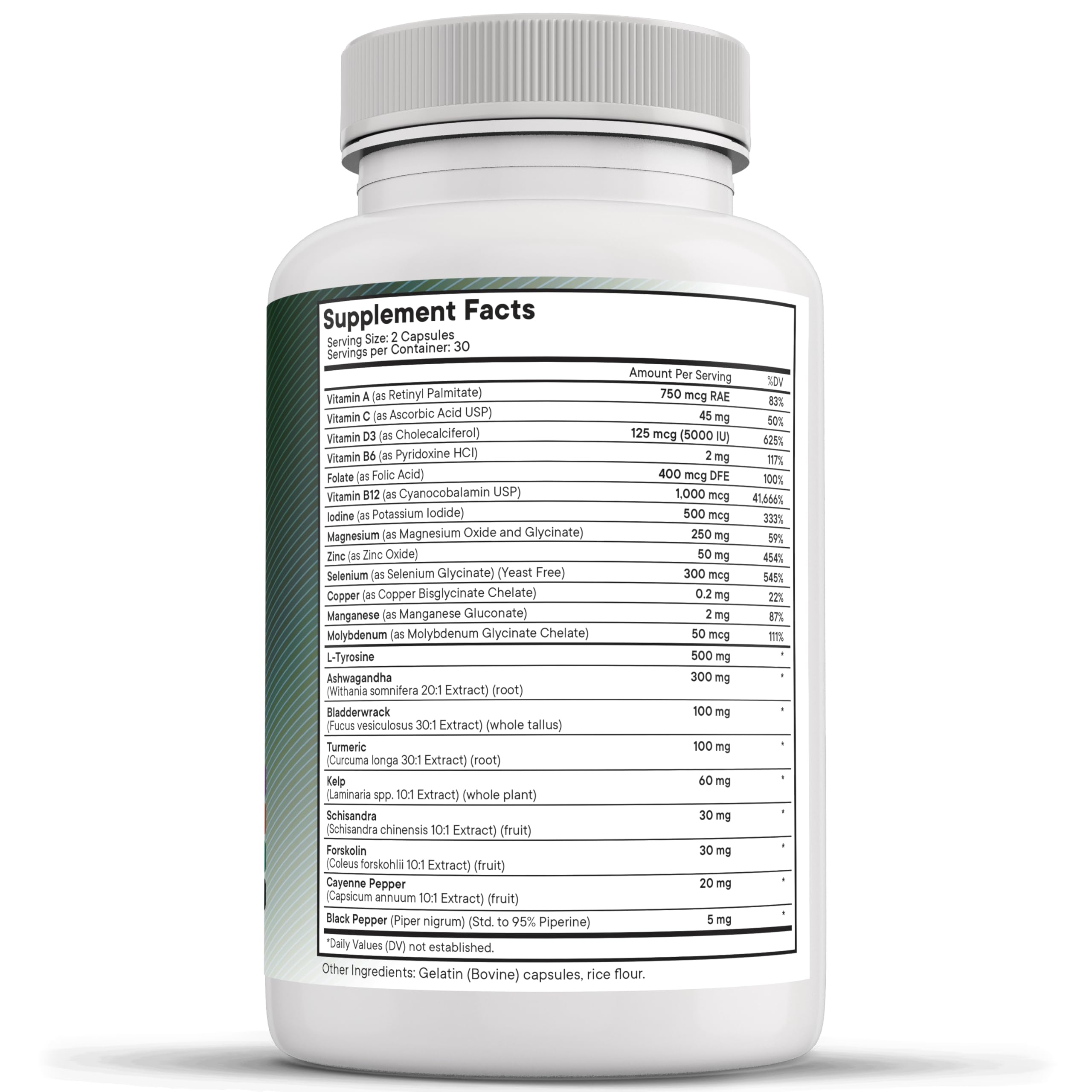 NEW AGE Selenium Zinc Iodine Supplement with L-Tyrosine, Ashwagandha, Bladderwrack & Turmeric - Thyroid Support for Men & Women - 120 Capsules - Boost Energy & Metabolism for Active Lifestyle