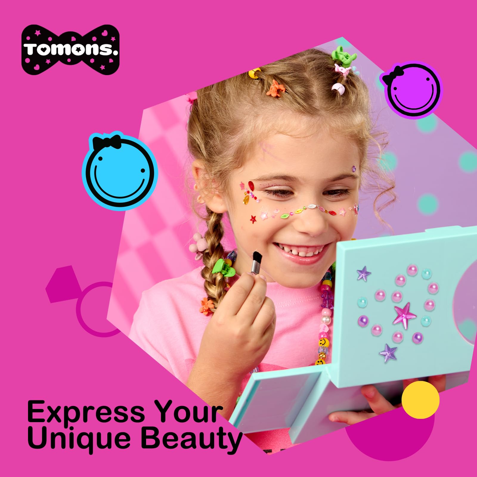Tomons Washable Kids Makeup Kit - Birthday Gift for Girls 3-10 Years - Pretend Play & Dress Up