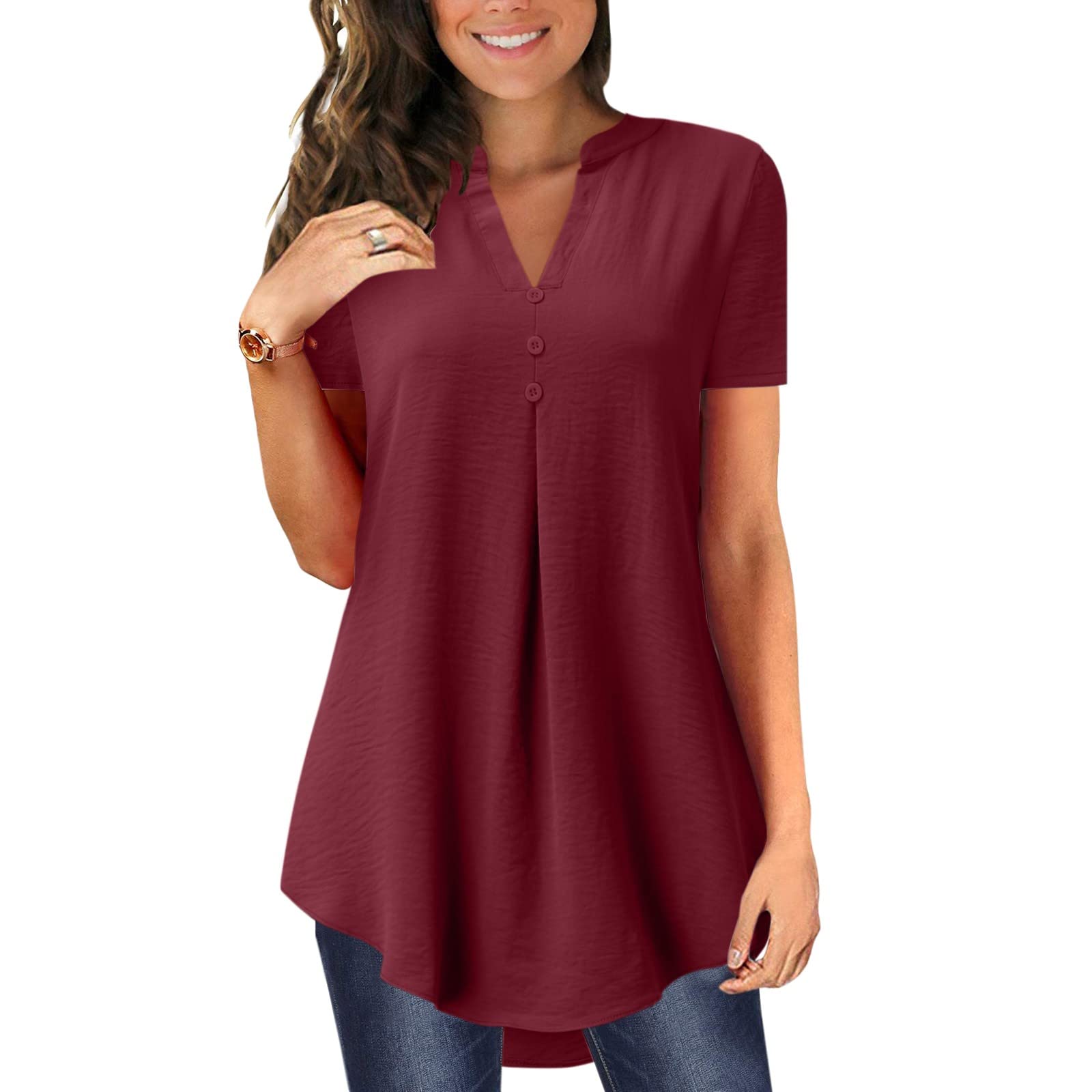 Women's Summer Printed Short Sleeve Casual Tunic Blouse - Sexy Flowy Top for Women | Perfect for Beach, Vacation & Everyday Wear