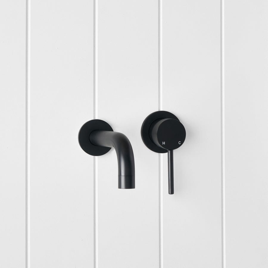 Sydney Wall Spout + Mixer Matte Black - Modern Bathroom Faucet for Sink, Basin & Vanity - Perfect for Home, Hotel & Commercial Use