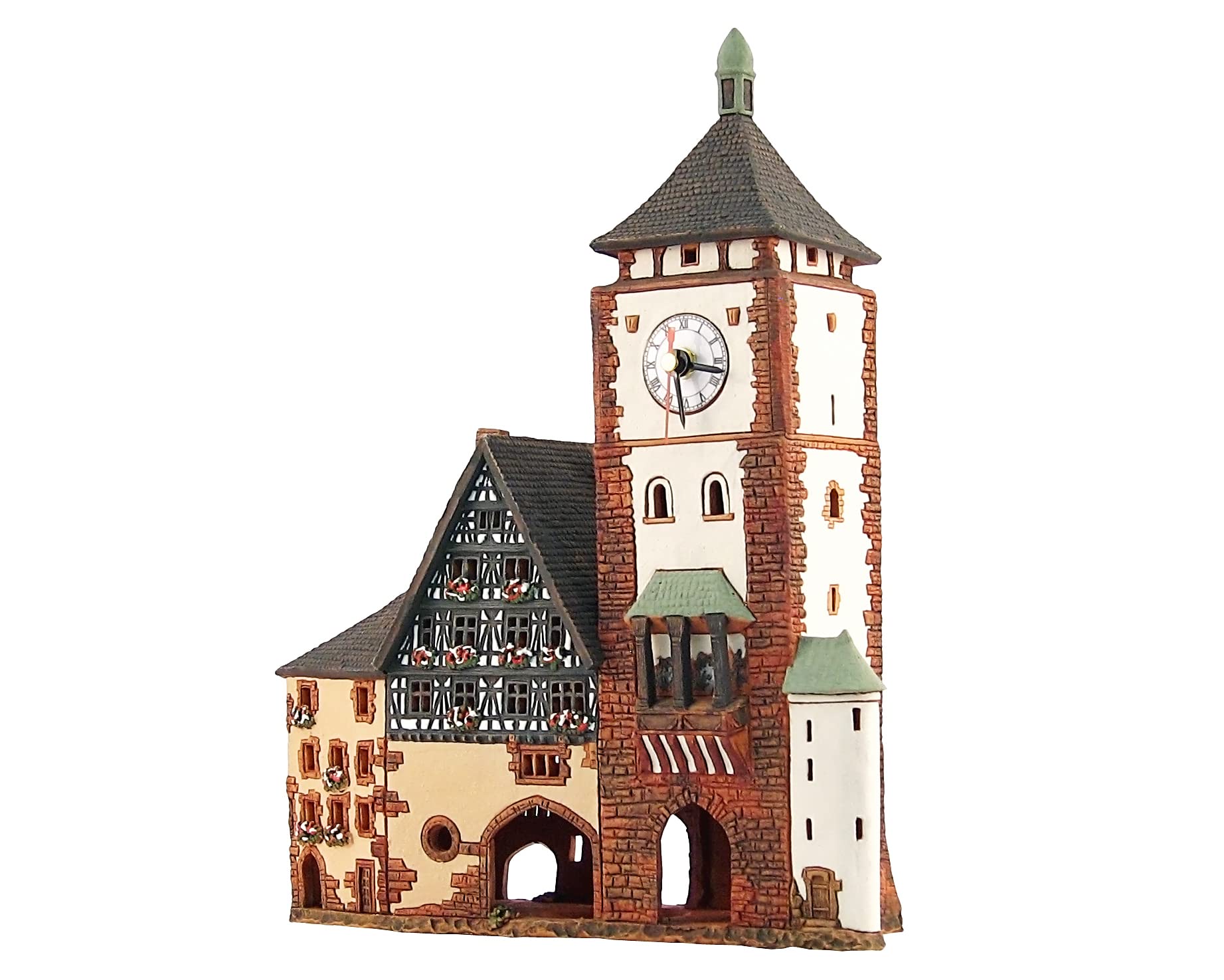 Handcrafted Ceramic Tealight Candle Holder - Miniature Lighthouse Martin's Gate Freiburg Germany Home Decor, Collectible Gift for Christmas, Wedding, Romantic Dinner & Cozy Night Light