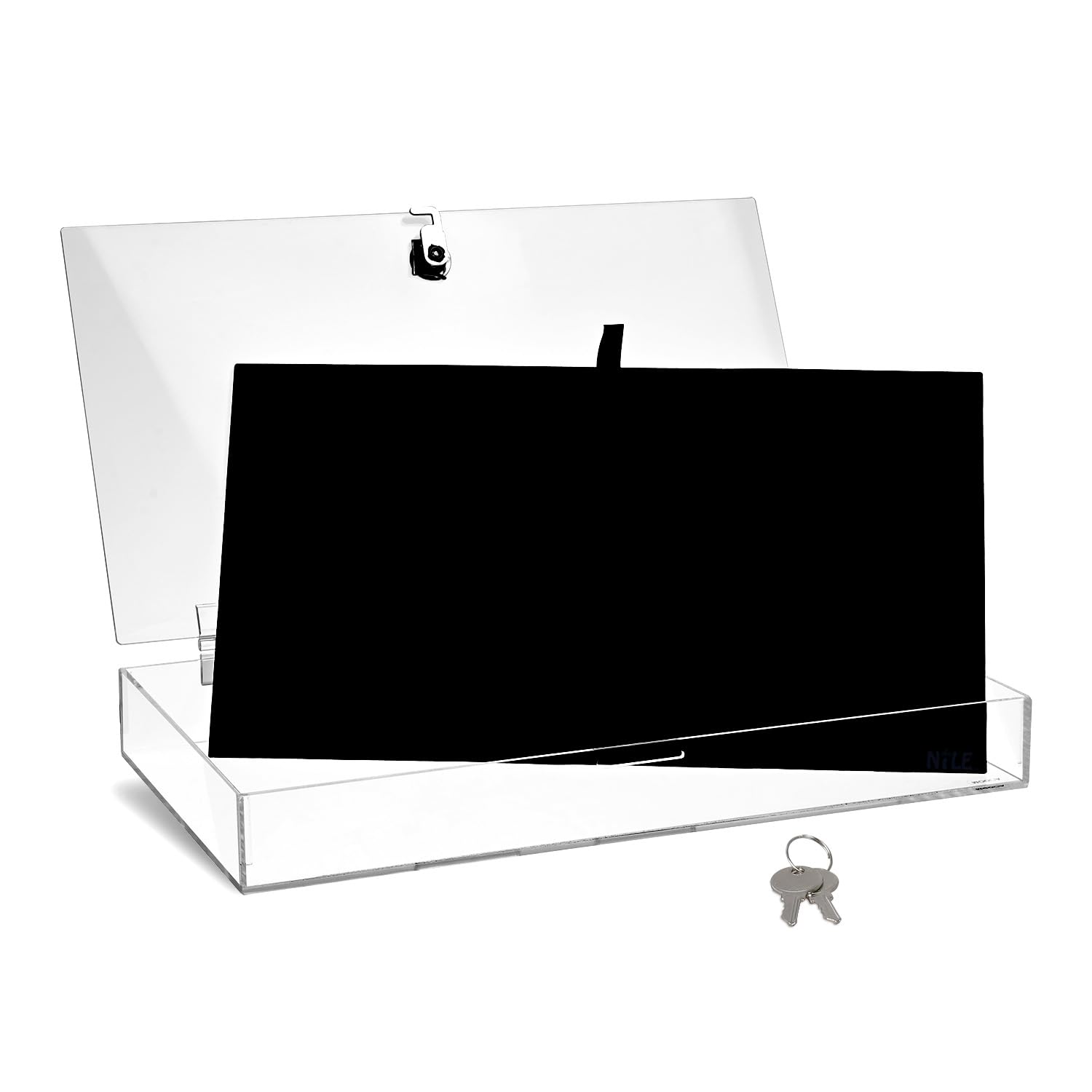 MOOCA Acrylic Rectangular Locking Security Display Case with Key & Black Padding - Perfect for Watches, Jewelry, Knives, Eyewear - Store, Showcase & Protect Your Valuables at Home or Retail Stores