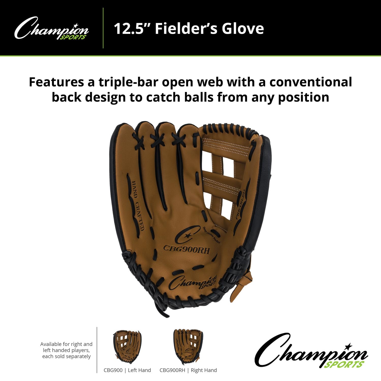 Champion Sports Gloves - Premium Synthetic Leather Front & Back for Baseball, Softball & Training | Durable Performance Gloves for Athletes & Outdoor Sports