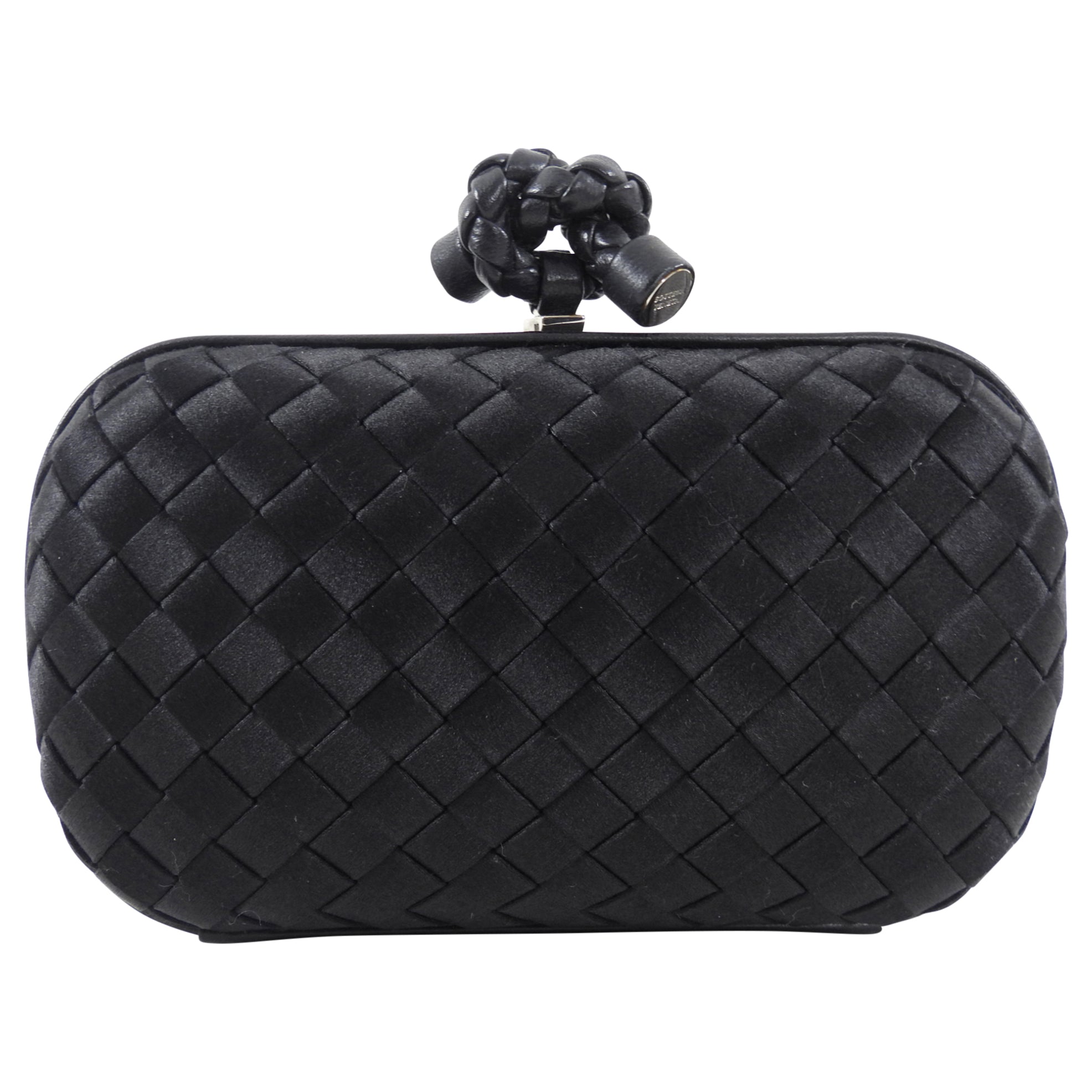 Bottega Veneta Small Black Knot Evening Clutch Bag for Women - Elegant Handbag for Parties, Weddings & Special Occasions