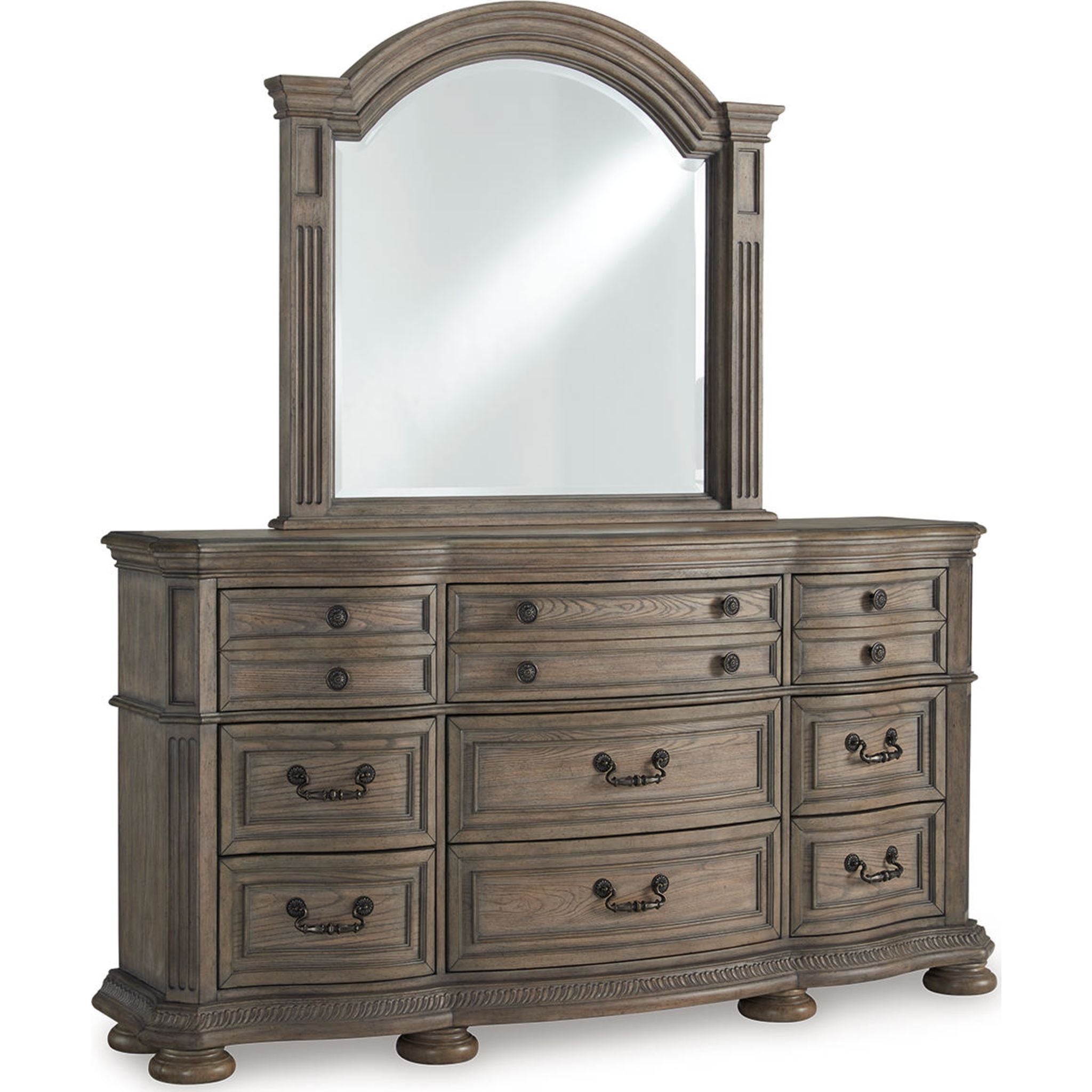 Ardenfield Light Brown Dresser with Mirror - Stylish Bedroom Furniture for Home Decor & Storage
