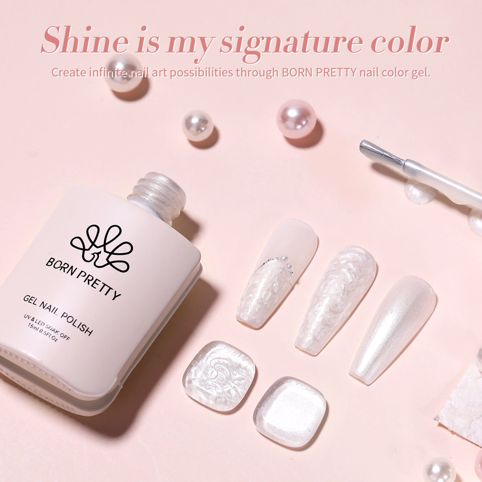 Shell Thread Nail Gel - Pearl White 15ml | Professional UV LED Soak Off Gel Polish | Perfect for Nail Art, Manicures & Salon Use