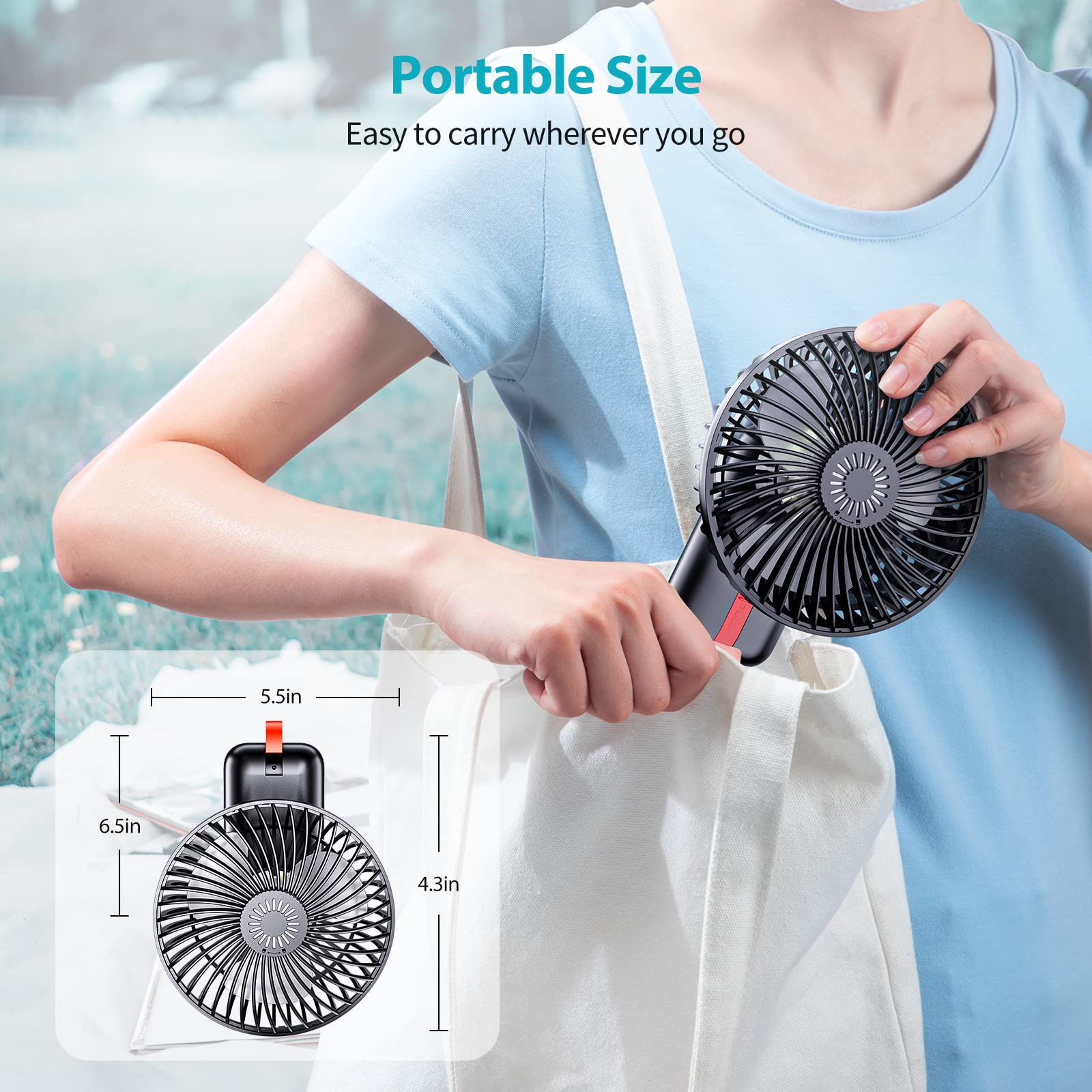 SMARTDEVIL 2 Pack Portable Rechargeable Fans - 180° Rotating Stroller Fan & Camping Fan with LED Lights, Hanging Hook & Power Bank - Perfect for Travel, Camping, RV, Picnic, Baby Stroller & Outdoor Adventures