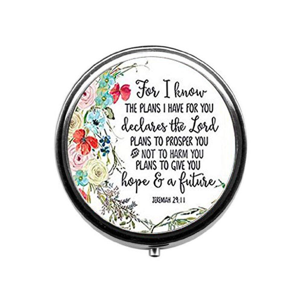 Christian Scripture Pill Box - Bible Verse Candy Jewelry Box with Glass Compartment for Daily Medication & Inspirational Reminders | Perfect for Church, Travel, and Home Use