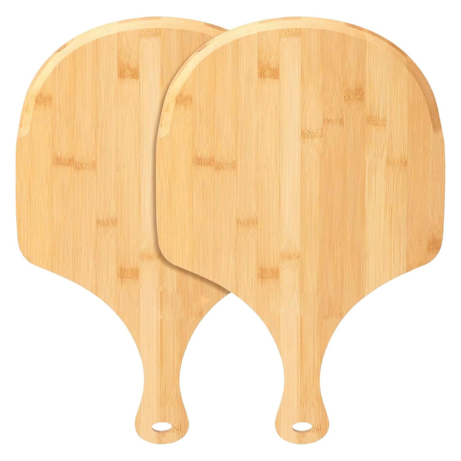 2 Pack Natural Bamboo Pizza Peel 12 Inch - Wooden Pizza Paddle & Cutting Board with Handle for Baking, Cooking & Serving - Perfect for Pizza, Bread, Cheese, Vegetables & Fruits - Ideal for Home Kitchens, Restaurants & Outdoor BBQs