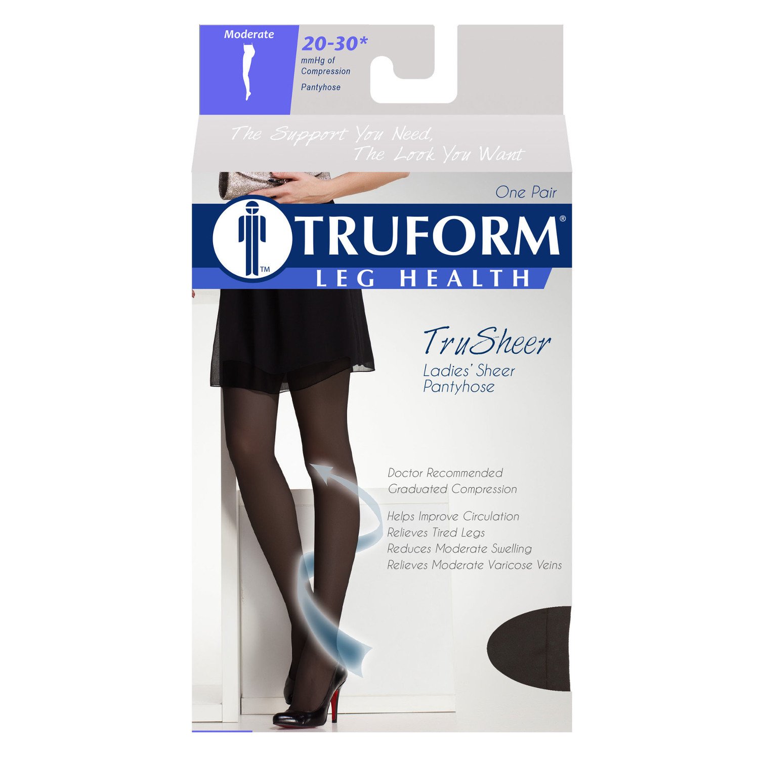 Truform 20-30 mmHg Sheer Compression Pantyhose for Women - 20 Denier Shaping Tights in Beige, X-Large (Pack of 2) | Medical Support, Varicose Vein Relief & Everyday Comfort for Work or Travel