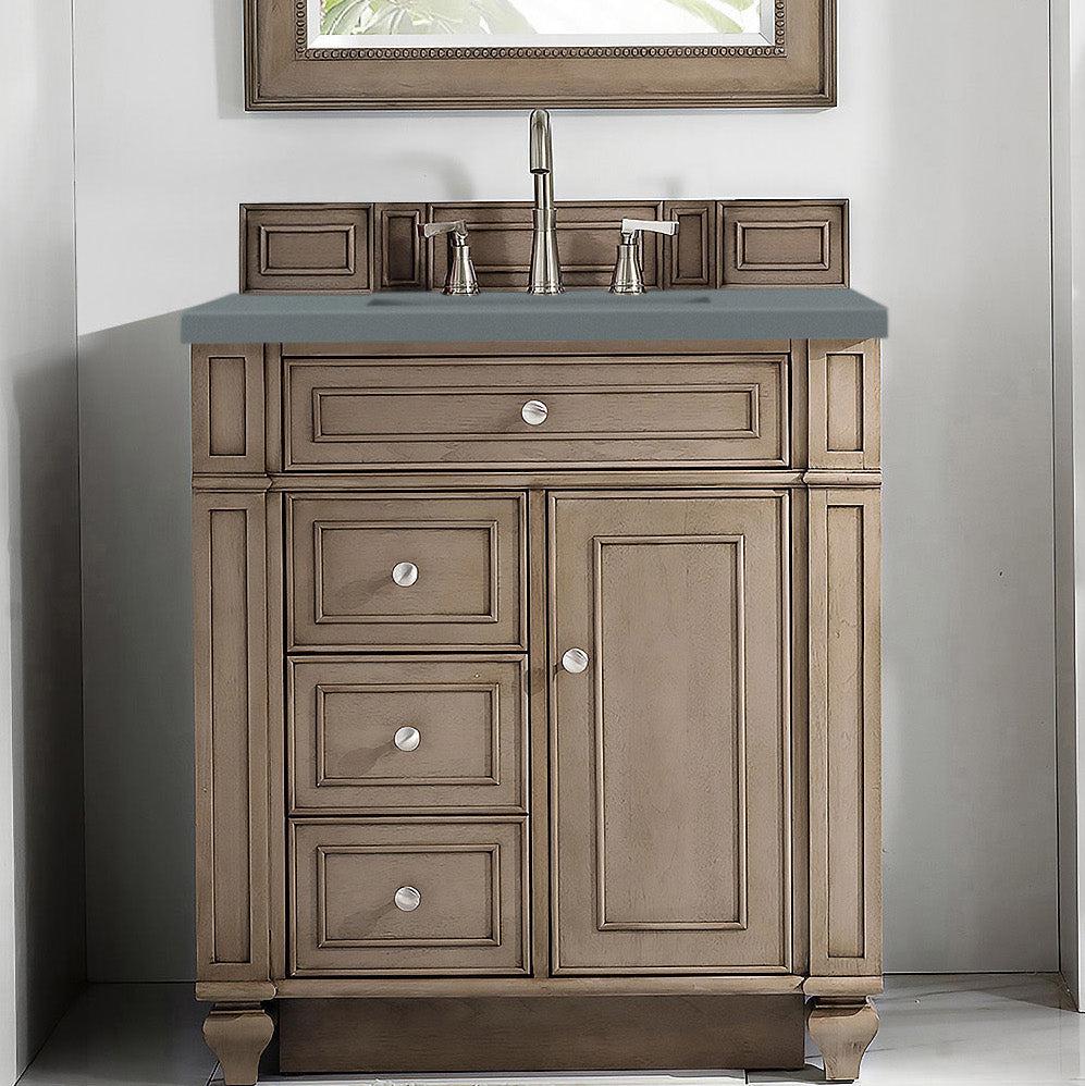James Martin Vanities Bristol Collection 30-Inch Single Bathroom Vanity in Whitewashed Walnut with Countertop Options - Perfect for Modern Bathroom Remodeling and Home Renovation Projects