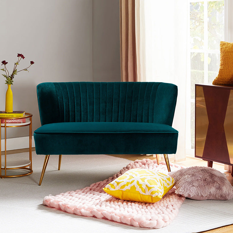 Bariana Velvet Loveseat - Soft & Luxurious Small Couch for Living Room, Bedroom, or Office - Perfect for Cozy Seating & Home Decor