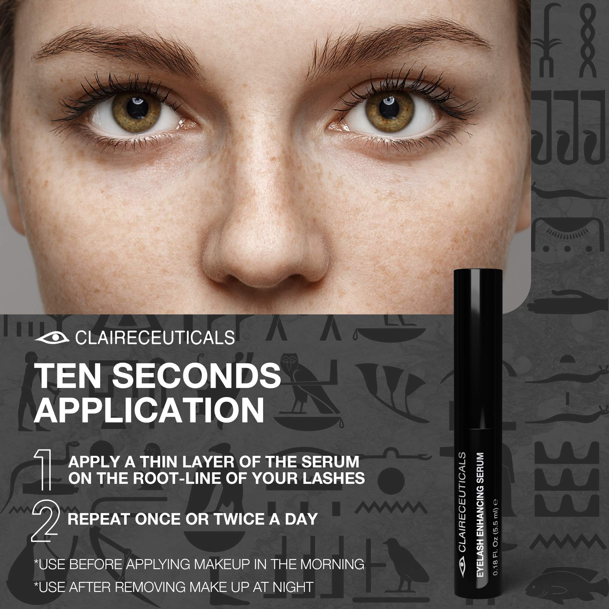 CLAIRECEUTICALS Eyelash & Brow Growth Serum - Natural Lash Enhancer for Longer, Thicker Eyelashes & Fuller Eyebrows - 5.5ml Conditioning Treatment for Salon-Quality Results at Home | Perfect for Daily Use, Special Occasions & Enhancing Natural Beauty