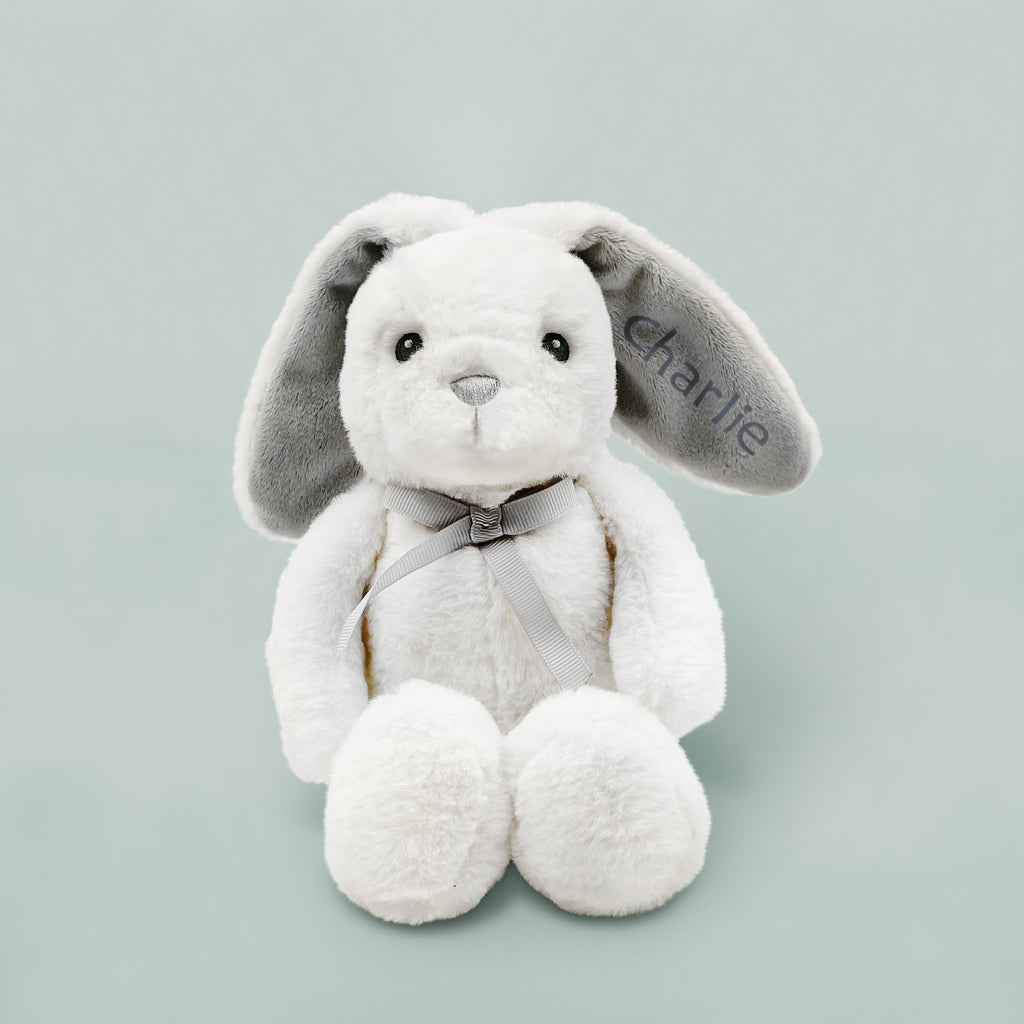 Personalized Baby Gift Set with Little Grey Bunny - Newborn Baby Shower, Christening, Birthday Present for Boys & Girls - Perfect for Nursery Decor and Keepsake Memories