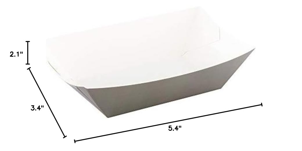 Restaurantware Bio Tek 1 lb Heavy-Duty Disposable Paper Food Trays - 50 Count Greaseproof Gray Food Boats for Snacks, Appetizers & Treats | Perfect for Parties, Carnivals, Food Trucks & Catering Events